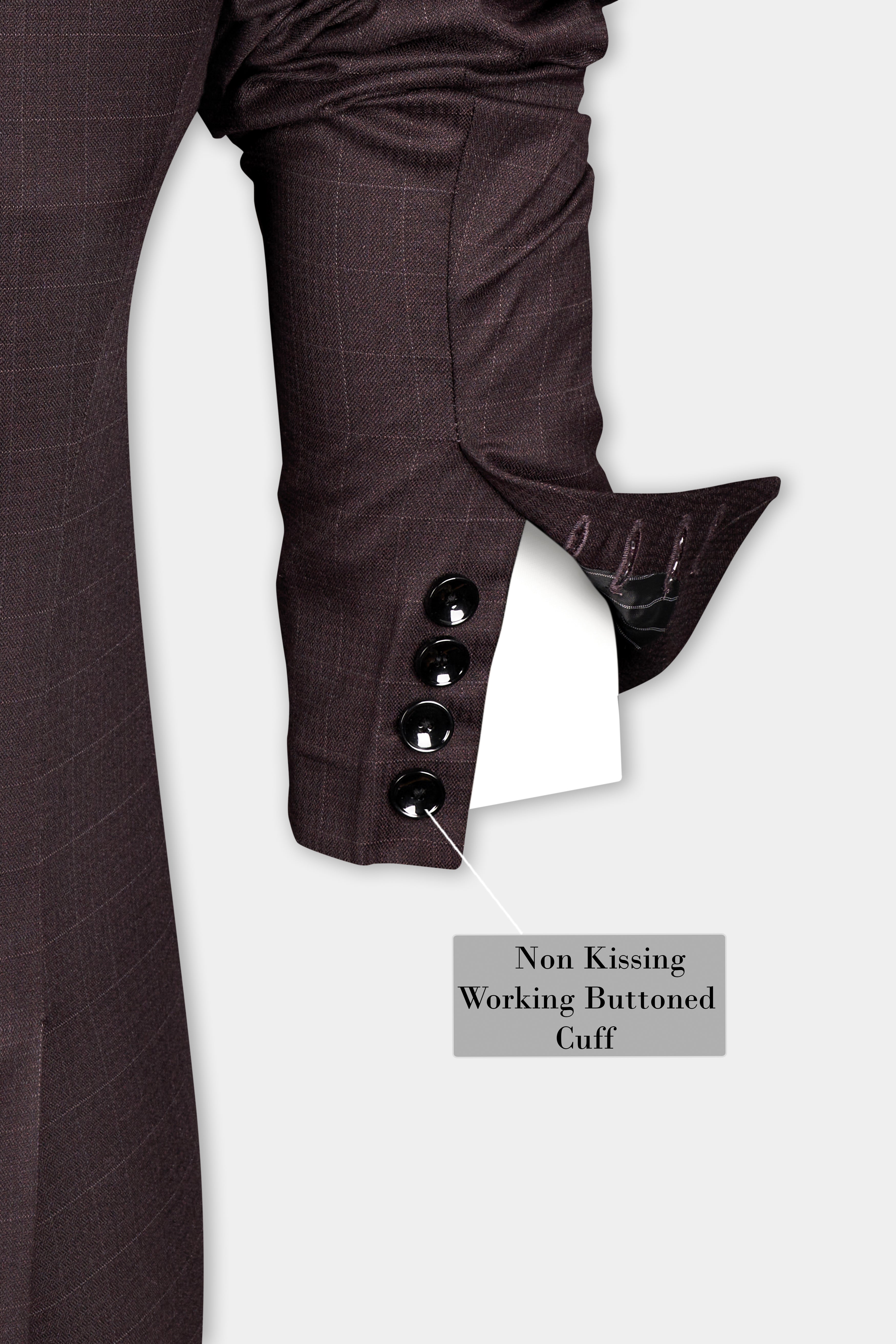 Taupe Maroon Stretchable Dobby Single Breasted traveler Blazer