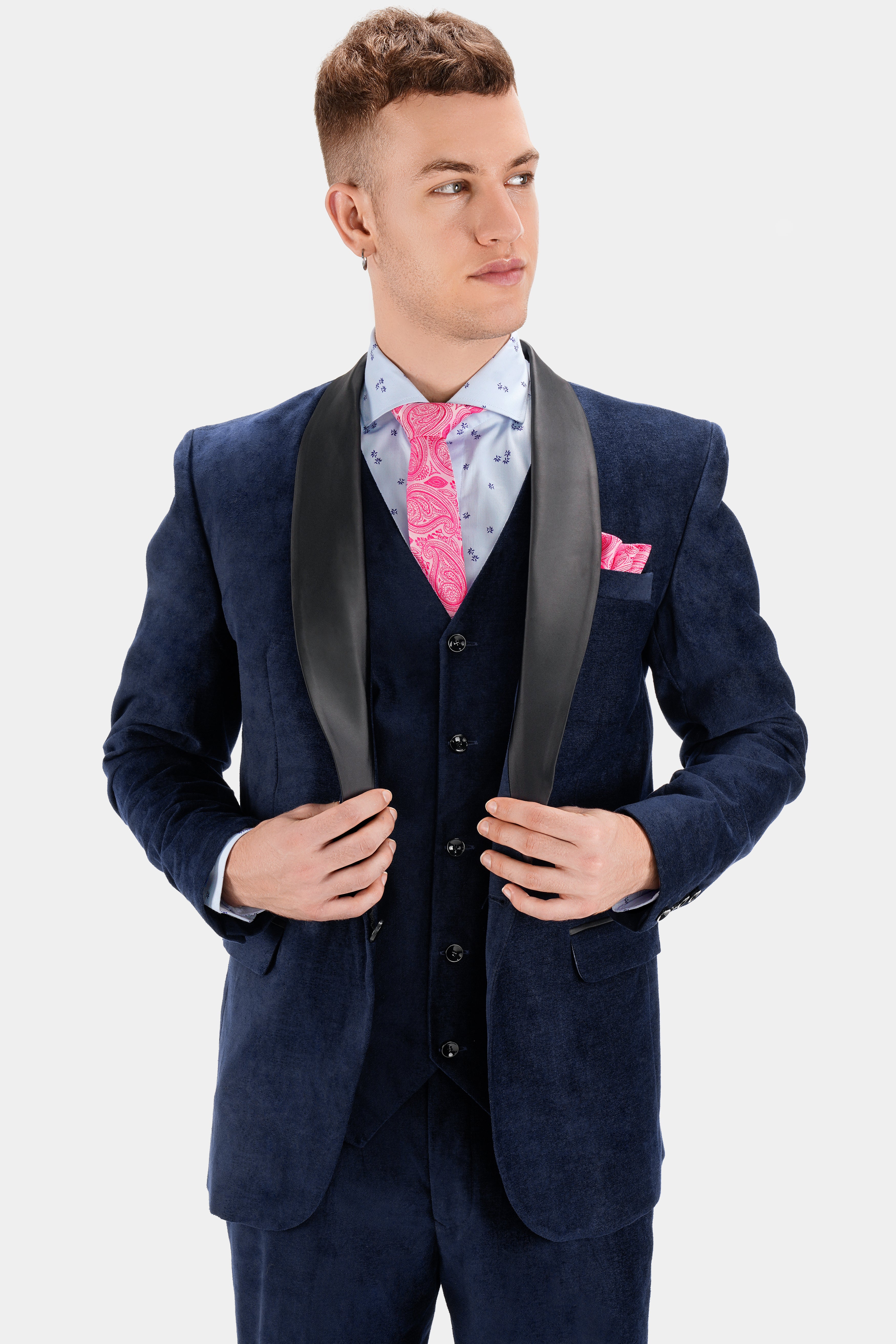 Mirage Blue Single Breasted Tuxedo Blazer