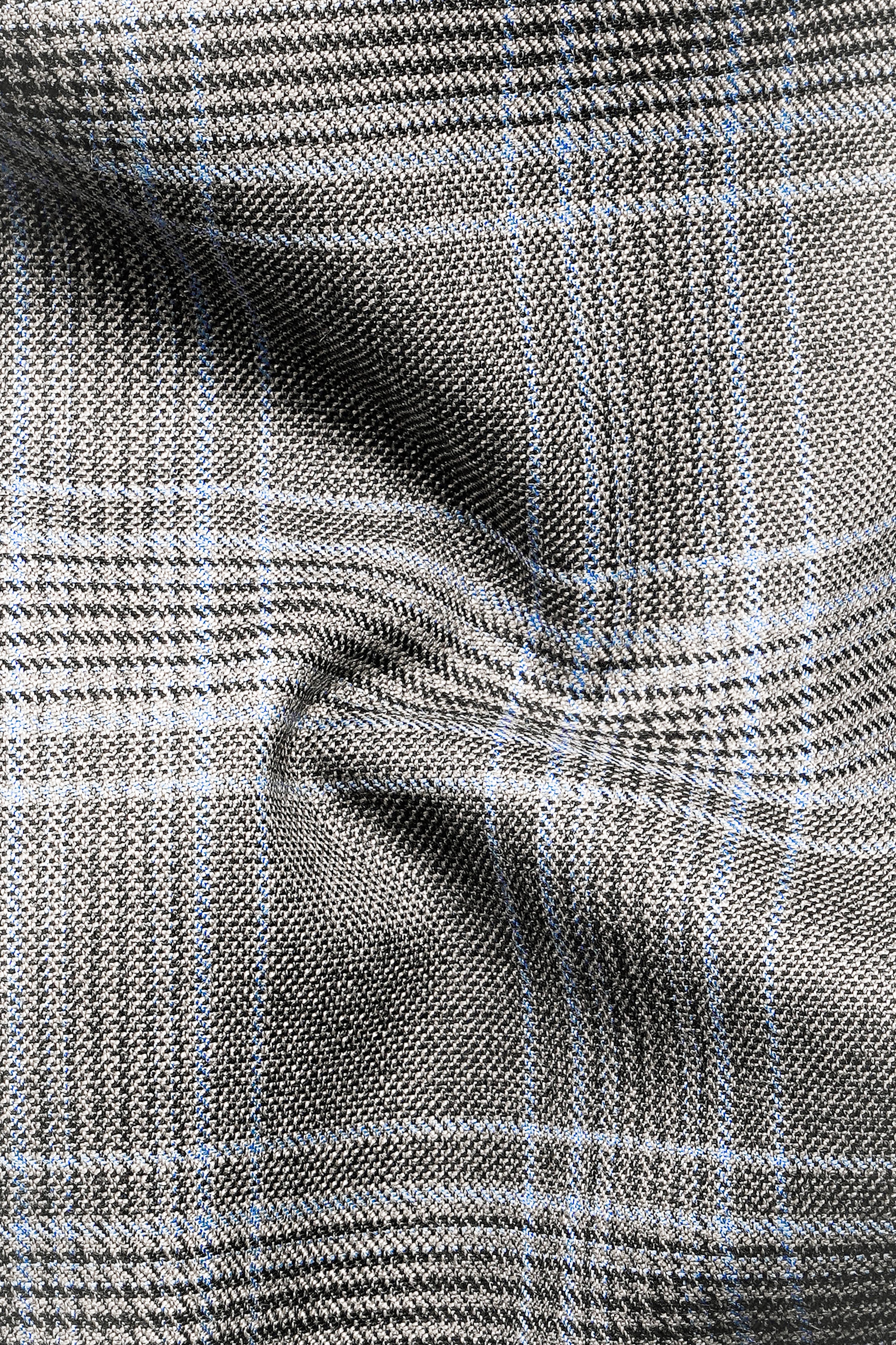 Dorado Blue with Casper Gray Plaid Wool Rich Single Breasted Blazer