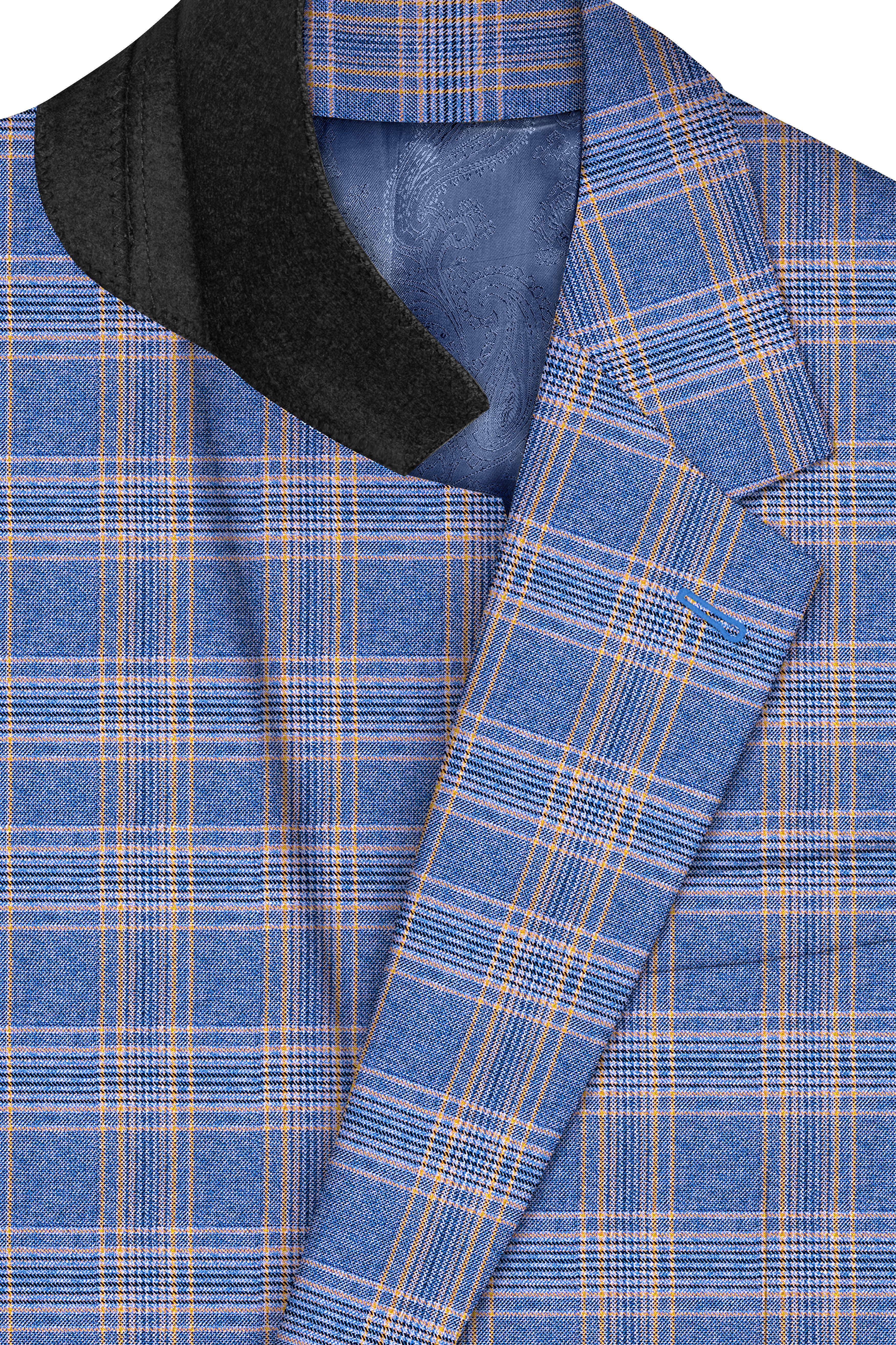 Waikawa Blue Plaid Single Breasted Wool Rich Blazer