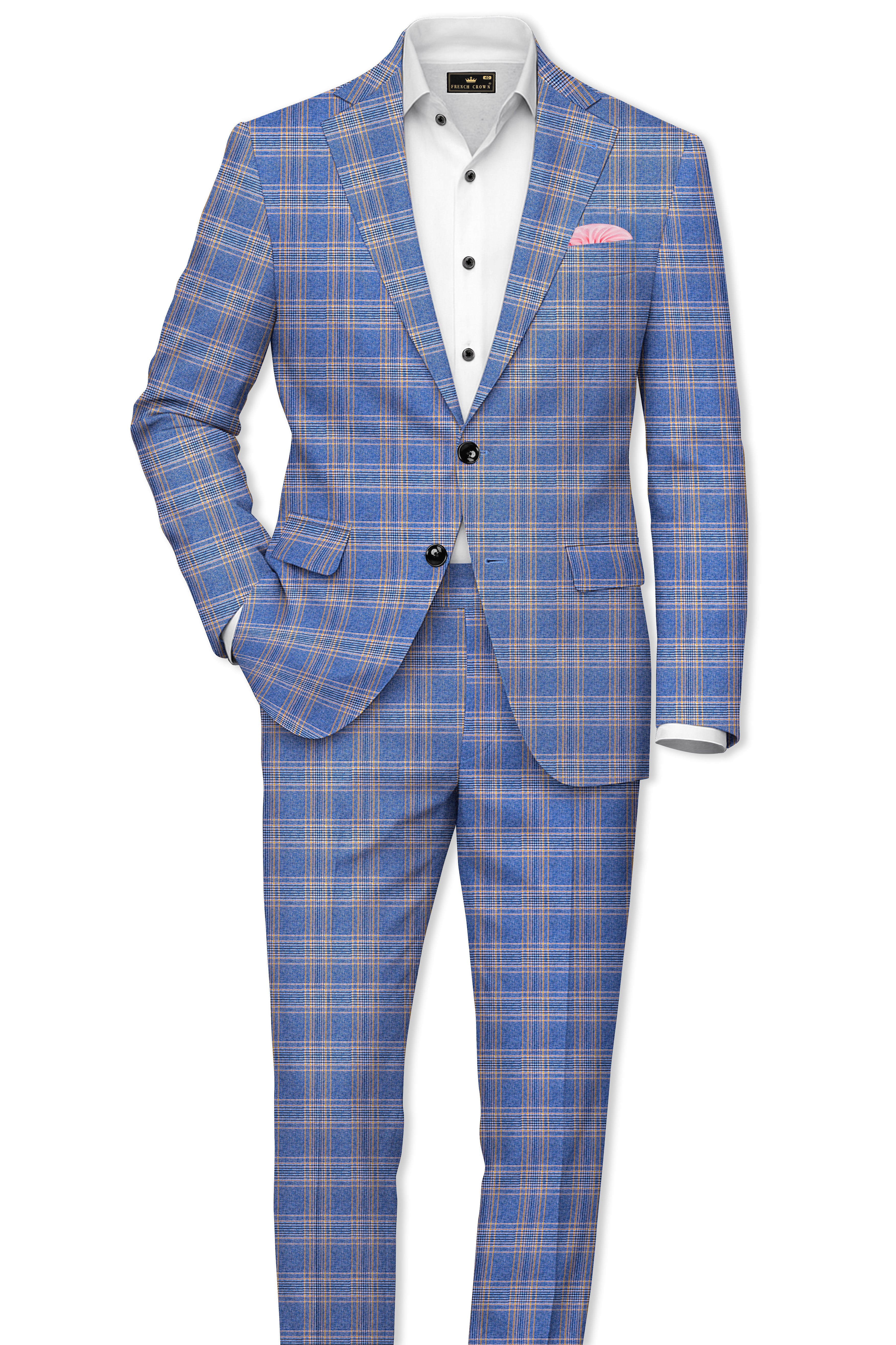 Waikawa Blue Plaid Single Breasted Wool Rich Blazer