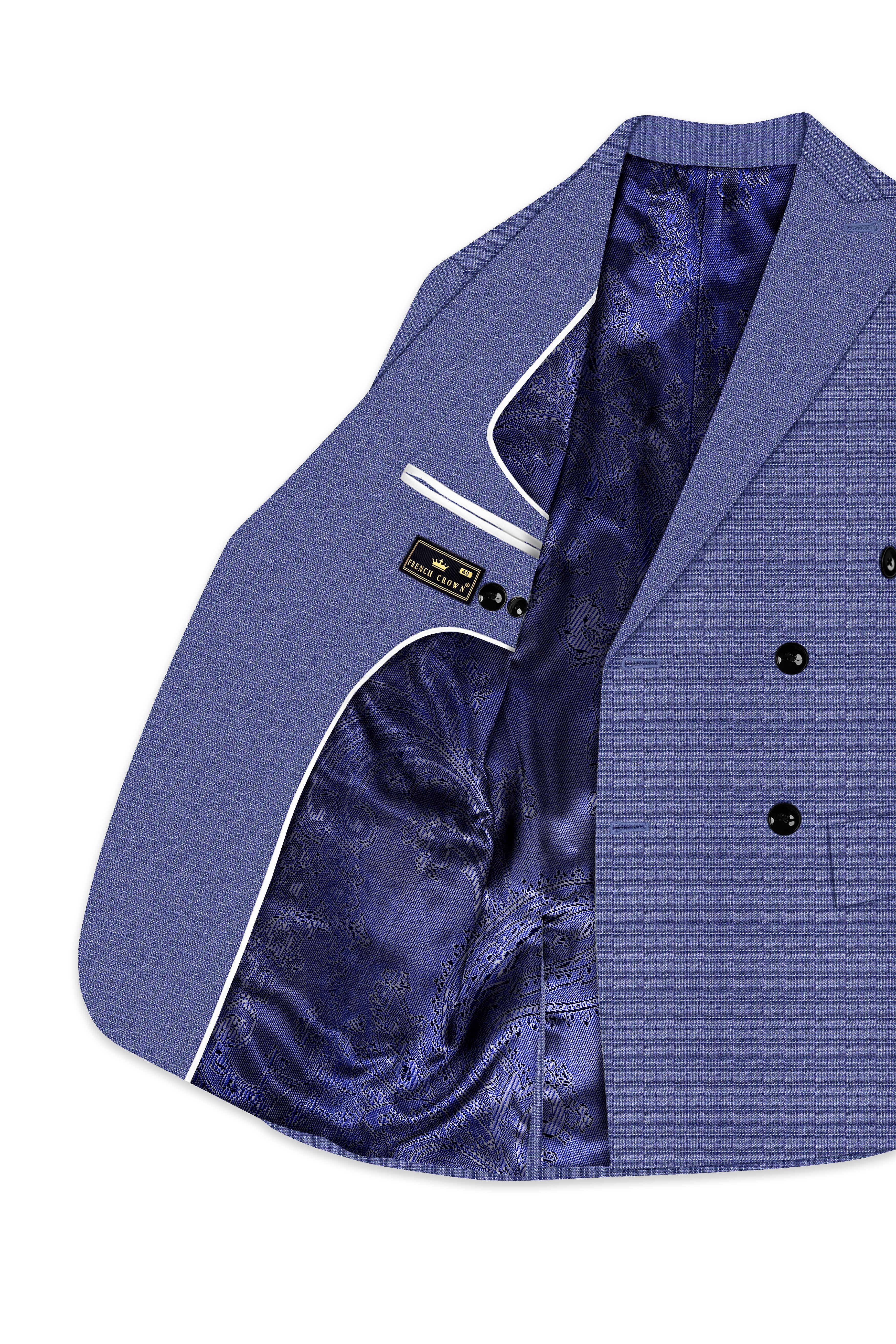 Scampi Blue and Muesli Brown Plaid Wool Rich Cross Placket Bandhgala Blazer