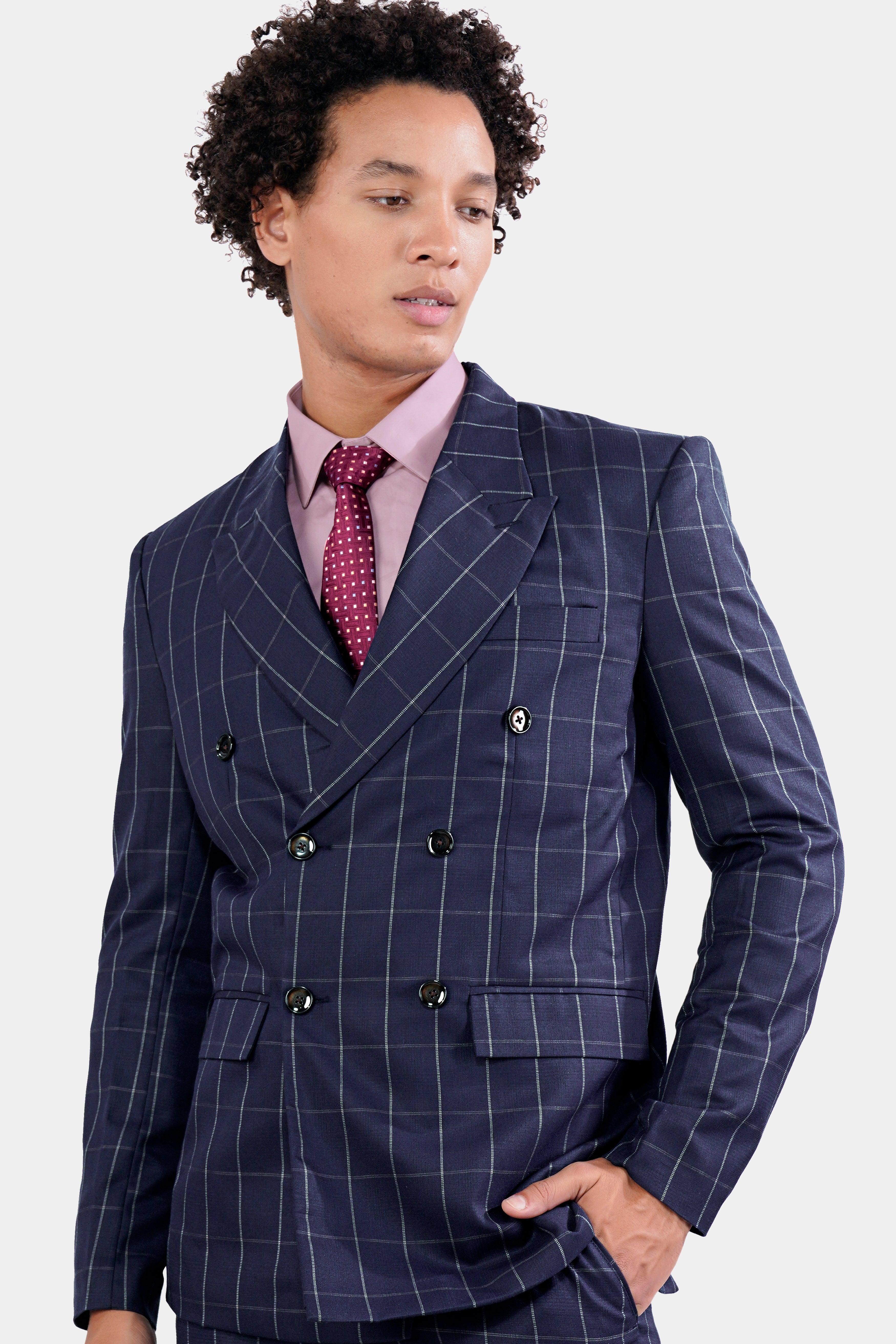 Admiral Blue Windowpane Wool Rich Double Breasted Blazer BL2904-DB-36, BL2904-DB-38, BL2904-DB-40, BL2904-DB-42, BL2904-DB-44, BL2904-DB-46, BL2904-DB-48, BL2904-DB-50, BL2904-DB-52, BL2904-DB-54, BL2904-DB-56, BL2904-DB-58, BL2904-DB-60