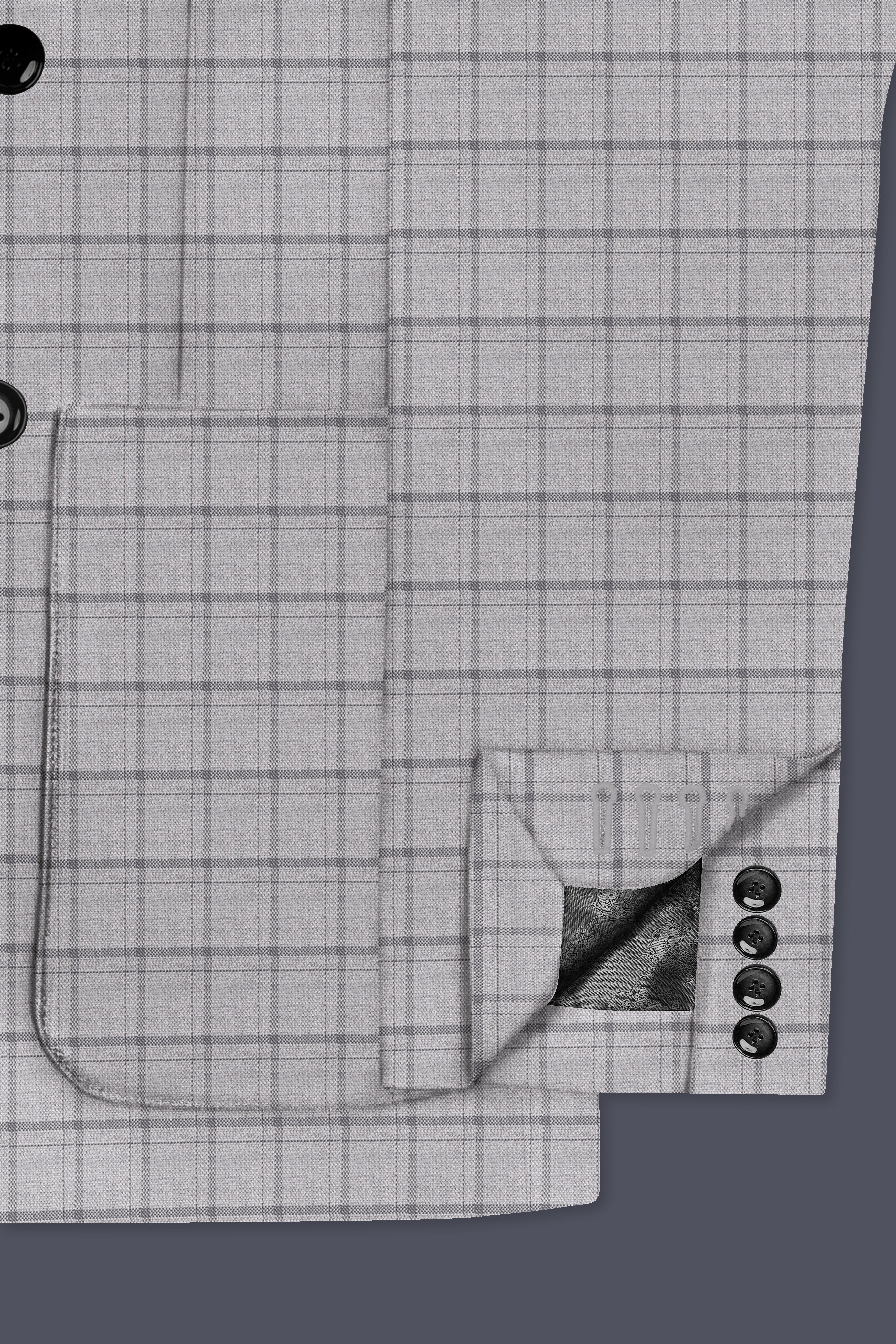 Boulder Gray Checkered Wool Rich Double Breasted Blazer