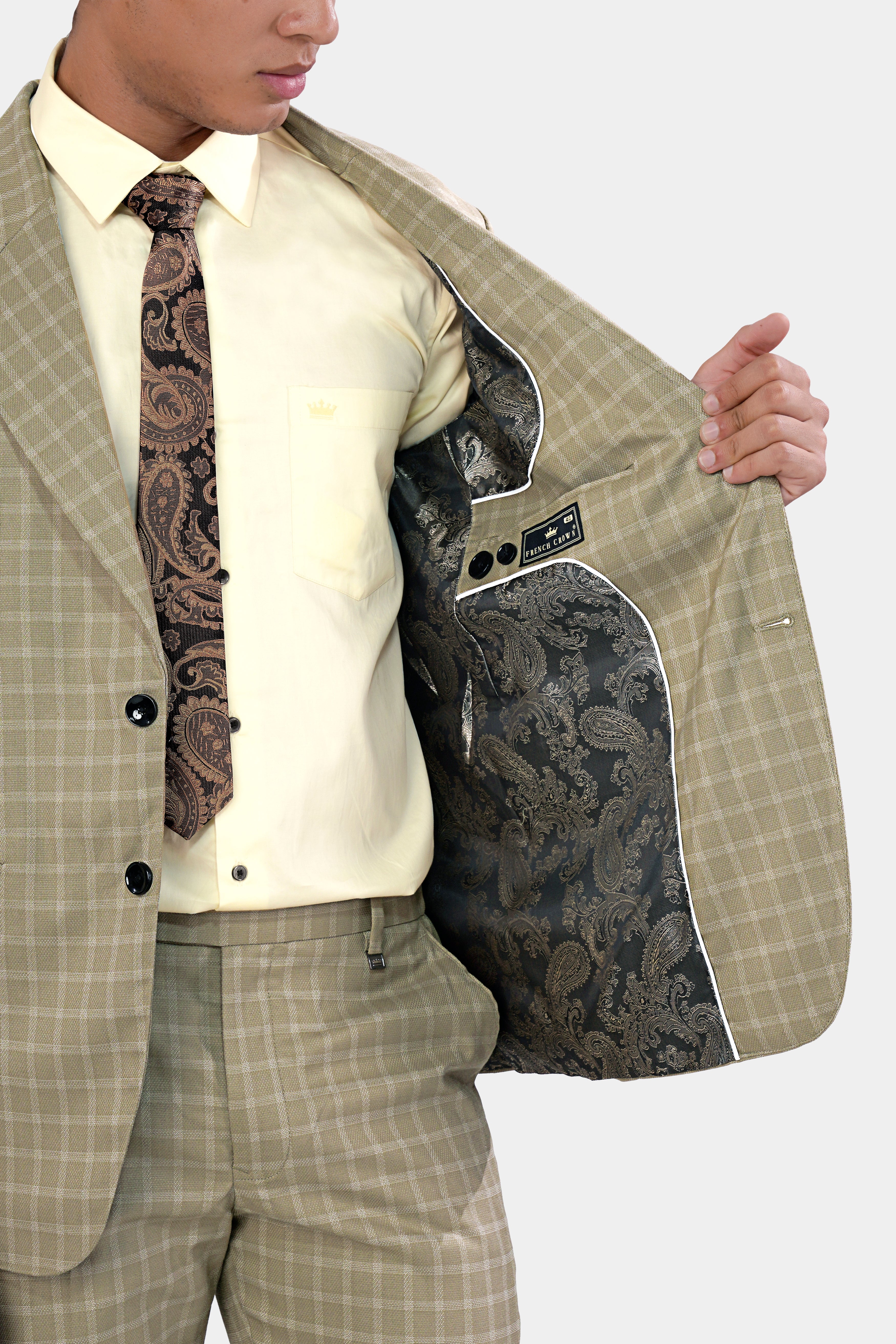 Sandrift Brown Checkered Wool Rich Single Breasted Blazer BL2931-SB-36, BL2931-SB-38, BL2931-SB-40, BL2931-SB-42, BL2931-SB-44, BL2931-SB-46, BL2931-SB-48, BL2931-SB-50, BL2931-SB-52, BL2931-SB-54, BL2931-SB-56, BL2931-SB-58, BL2931-SB-60