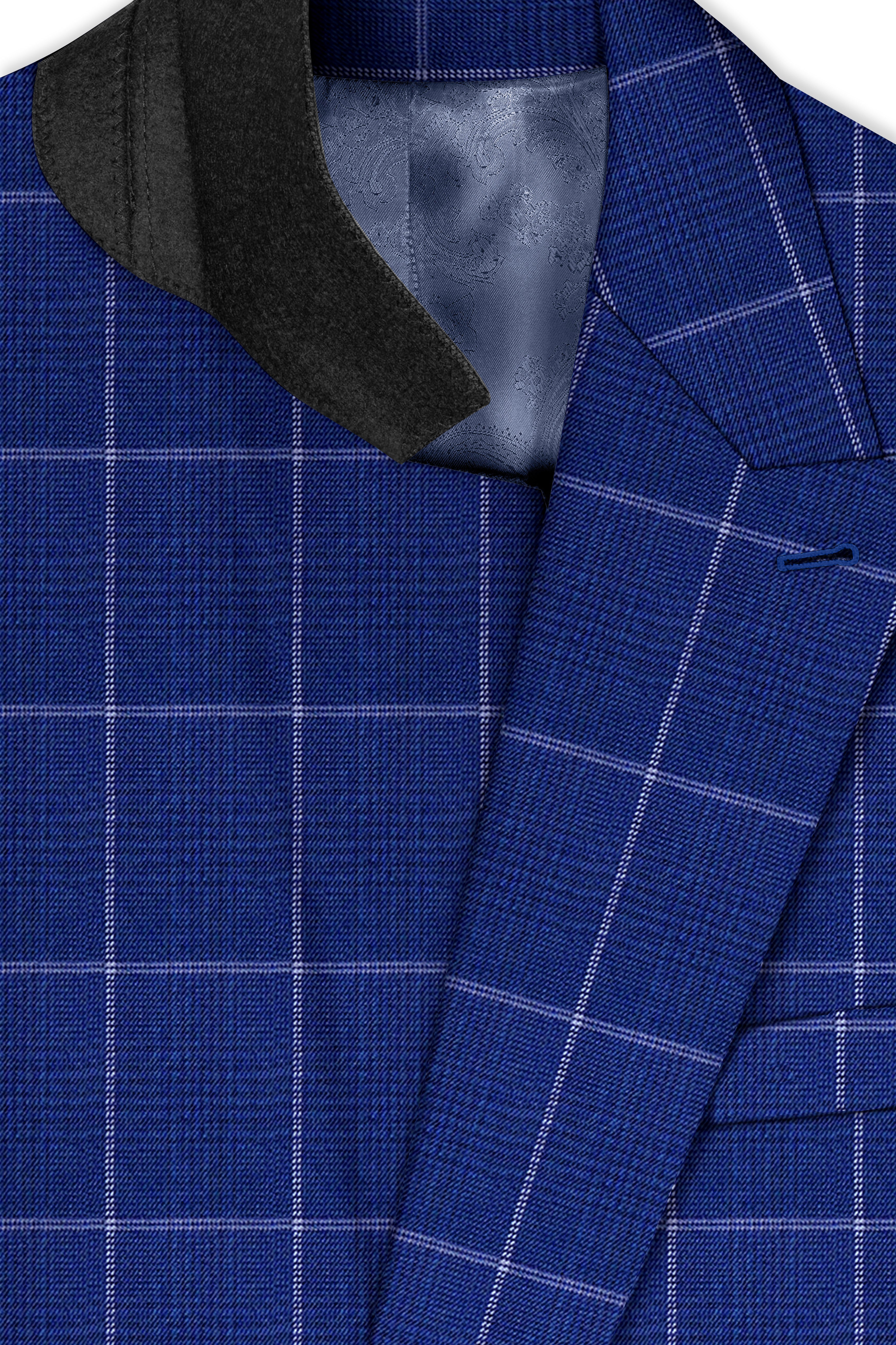 Rhino Blue Windowpane Wool Rich Double Breasted Blazer