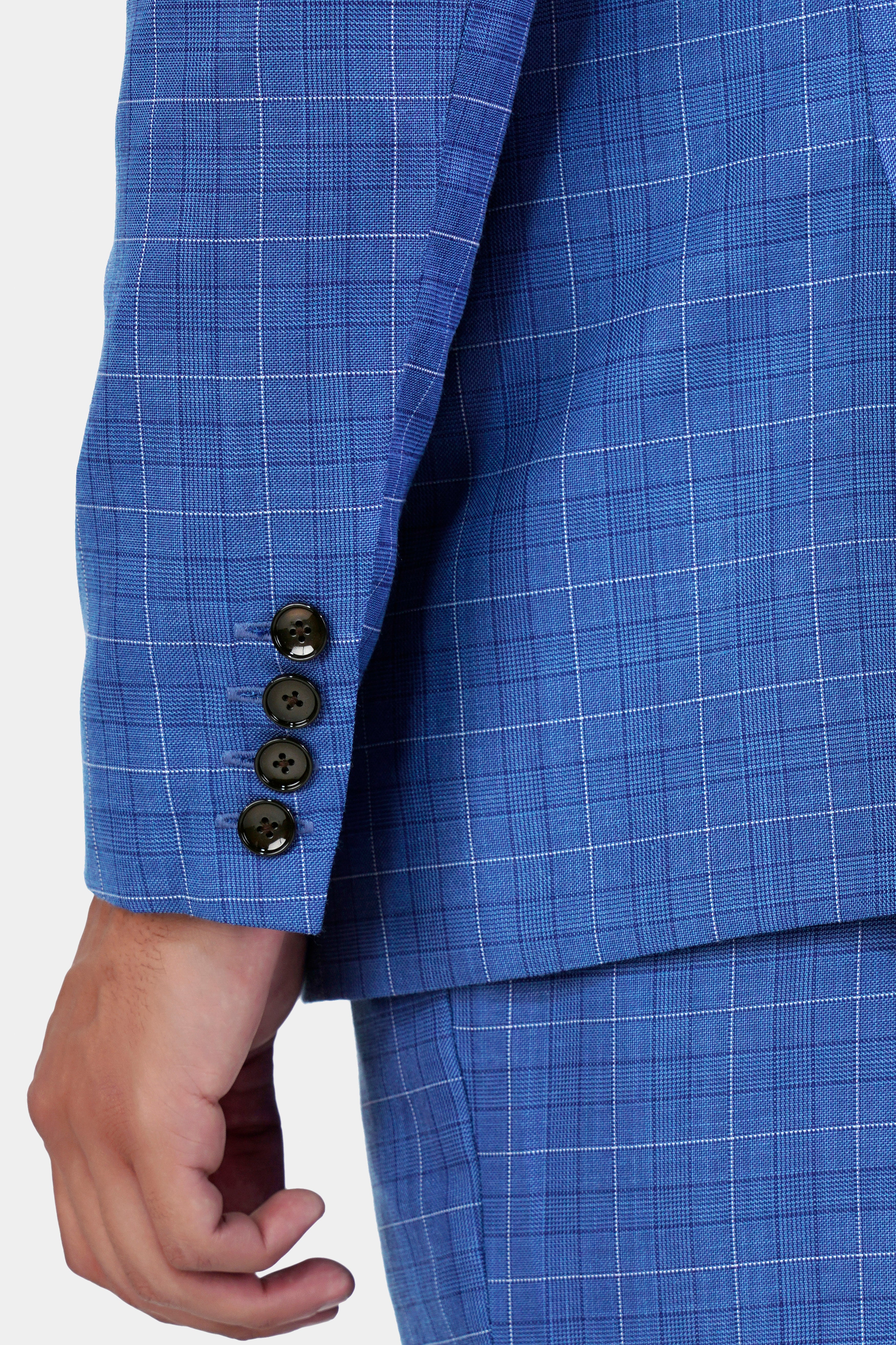 Cobalt Blue Checkered Wool Rich Double Breasted Blazer BL2947-DB-36, BL2947-DB-38, BL2947-DB-40, BL2947-DB-42, BL2947-DB-44, BL2947-DB-46, BL2947-DB-48, BL2947-DB-50, BL2947-DB-52, BL2947-DB-54, BL2947-DB-56, BL2947-DB-58, BL2947-DB-60