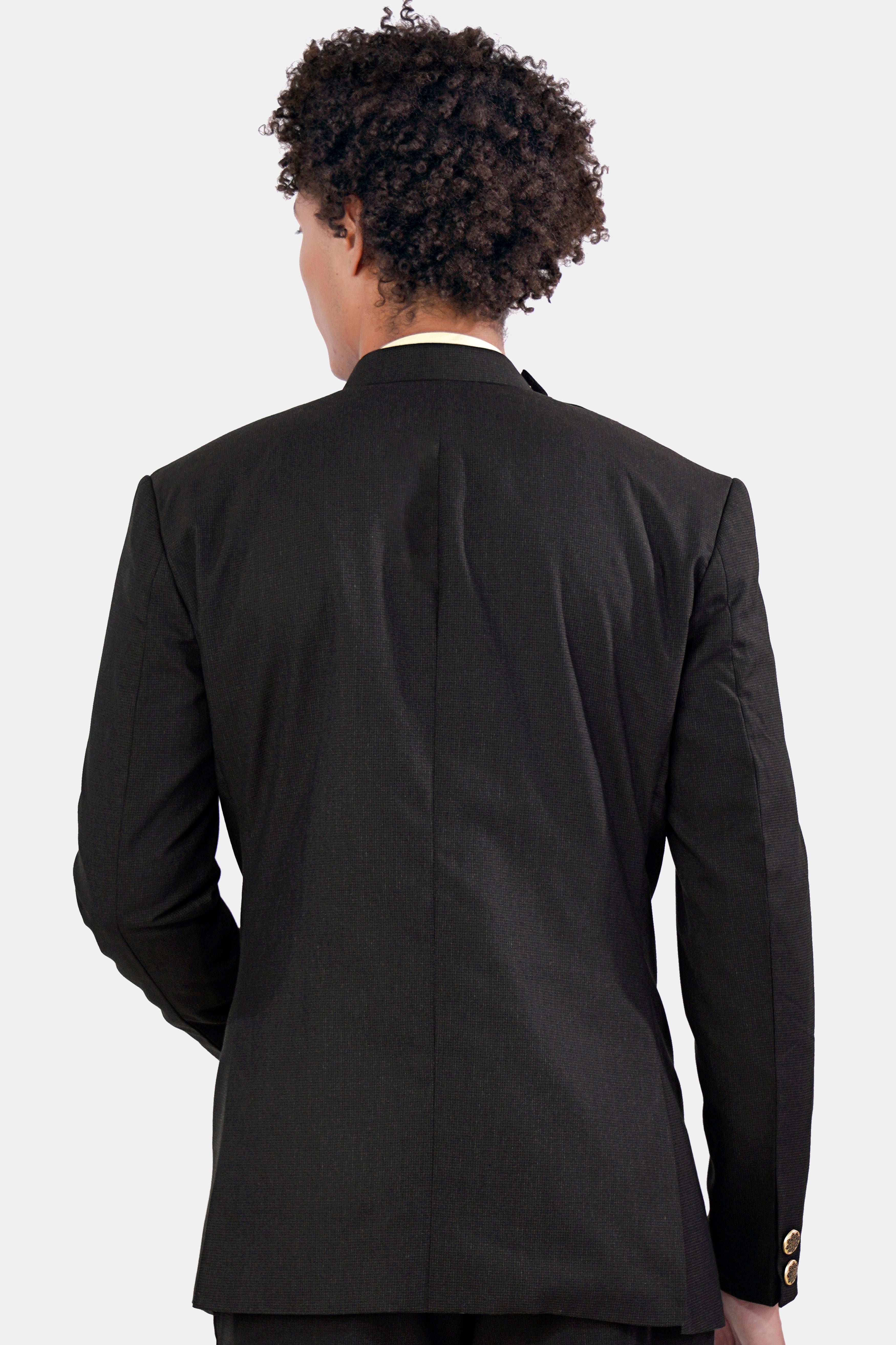 Zeus Black Wool Rich Cross Buttoned Bandhgala Blazer BL2950-CBG-36, BL2950-CBG-38, BL2950-CBG-40, BL2950-CBG-42, BL2950-CBG-44, BL2950-CBG-46, BL2950-CBG-48, BL2950-CBG-50, BL2950-CBG-52, BL2950-CBG-54, BL2950-CBG-56, BL2950-CBG-58, BL2950-CBG-60