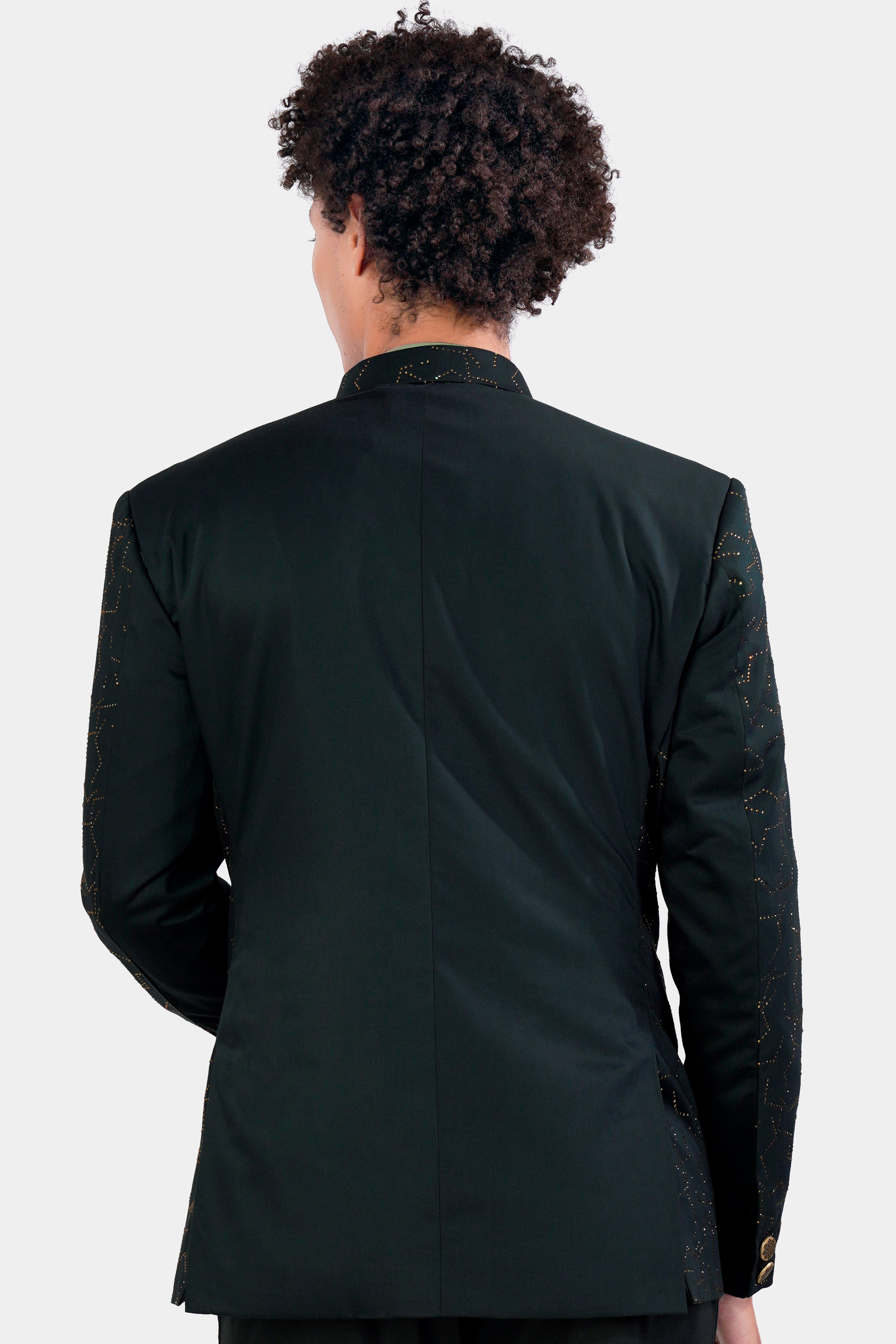 Prussian Green Wool Rich Stonework Cross Buttoned Bandhgala Designer Blazer BL2960-CBG-D513-36, BL2960-CBG-D513-38, BL2960-CBG-D513-40, BL2960-CBG-D513-42, BL2960-CBG-D513-44, BL2960-CBG-D513-46, BL2960-CBG-D513-48, BL2960-CBG-D513-50, BL2960-CBG-D513-52, BL2960-CBG-D513-54, BL2960-CBG-D513-56, BL2960-CBG-D513-58, BL2960-CBG-D513-60