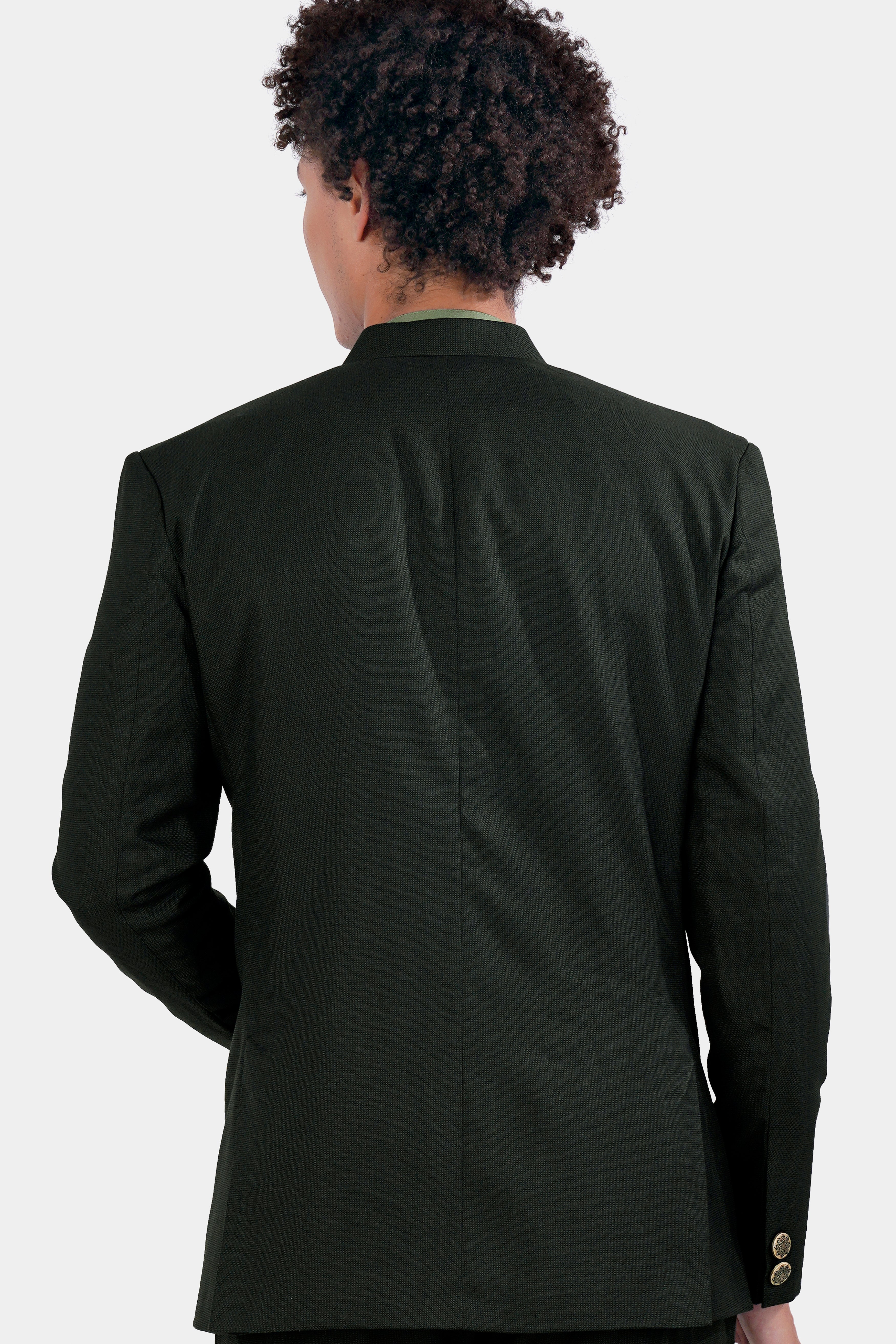 Kaitoke Green Wool Rich Cross Buttoned Bandhgala Blazer BL2961-CBG-36, BL2961-CBG-38, BL2961-CBG-40, BL2961-CBG-42, BL2961-CBG-44, BL2961-CBG-46, BL2961-CBG-48, BL2961-CBG-50, BL2961-CBG-52, BL2961-CBG-54, BL2961-CBG-56, BL2961-CBG-58, BL2961-CBG-60