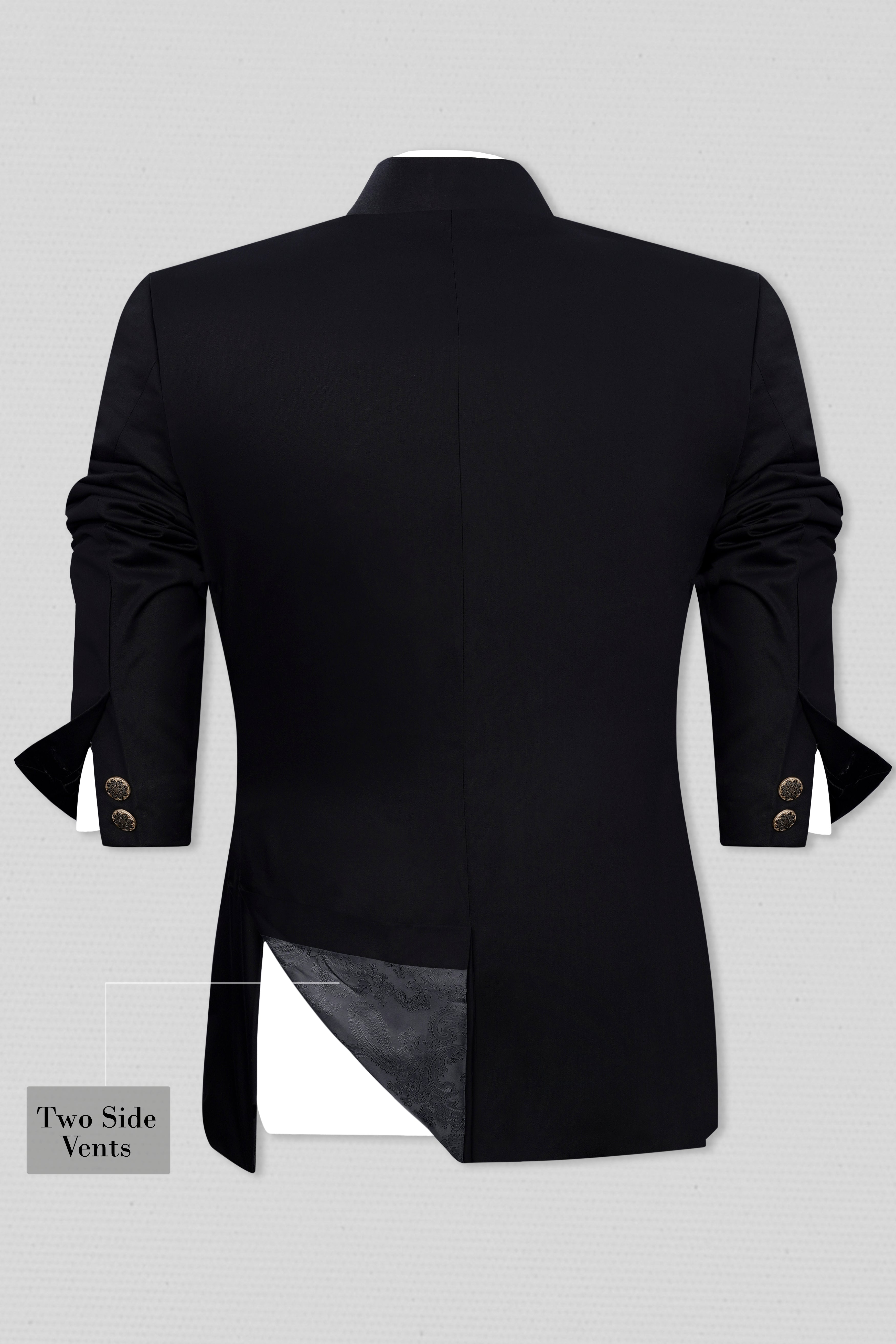 Jade Black Wool Rich Bandhgala Designer Blazer BL2979-D174-36, BL2979-D174-38, BL2979-D174-40, BL2979-D174-42, BL2979-D174-44, BL2979-D174-46, BL2979-D174-48, BL2979-D174-50, BL2979-D174-52, BL2979-D174-54, BL2979-D174-56, BL2979-D174-58, BL2979-D174-60