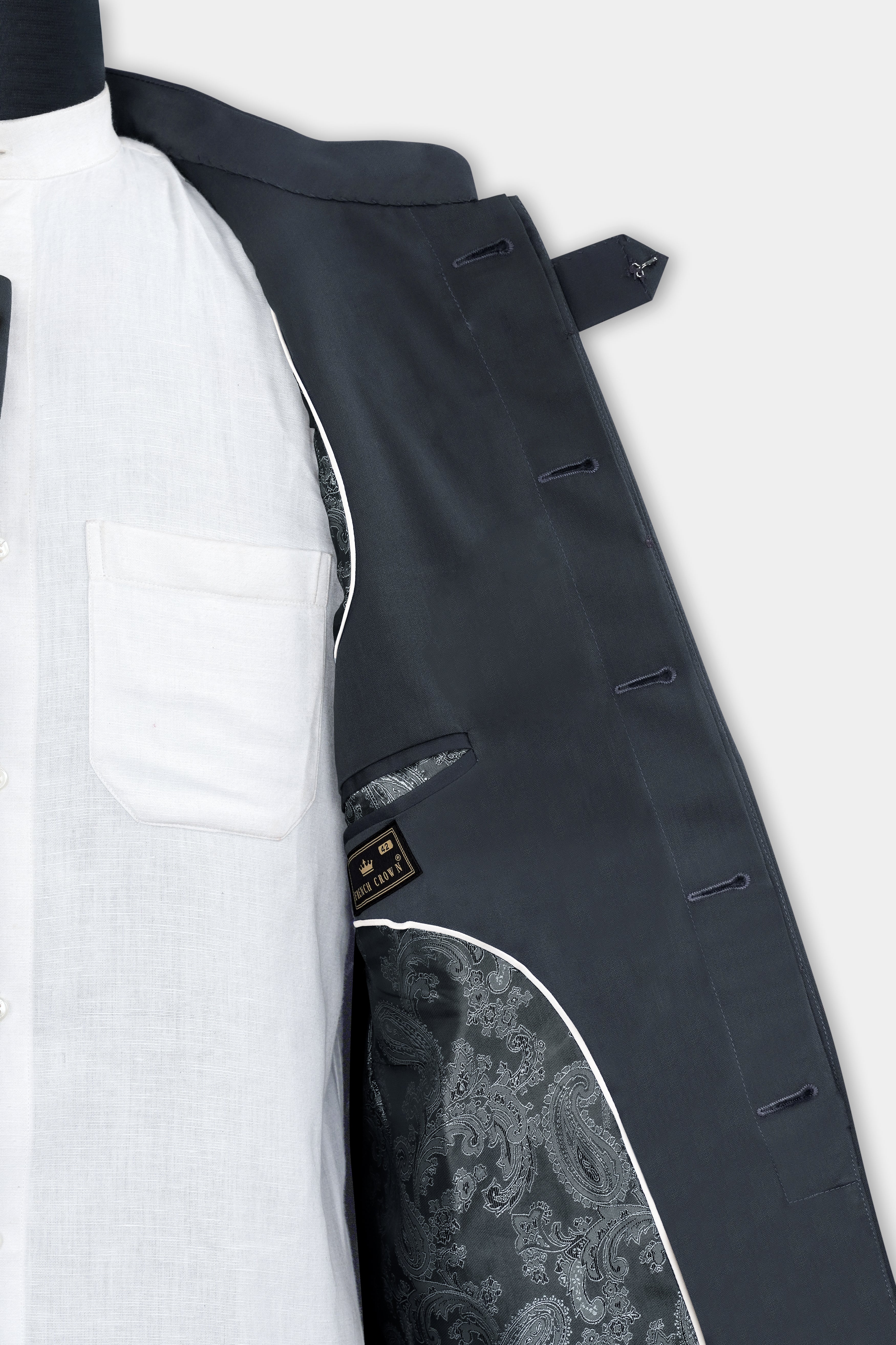 Spruce Gray Wool Rich Bandhgala Designer Blazer BL2981-BG-D16-36, BL2981-BG-D16-38, BL2981-BG-D16-40, BL2981-BG-D16-42, BL2981-BG-D16-44, BL2981-BG-D16-46, BL2981-BG-D16-48, BL2981-BG-D16-50, BL2981-BG-D16-52, BL2981-BG-D16-54, BL2981-BG-D16-56, BL2981-BG-D16-58, BL2981-BG-D16-60