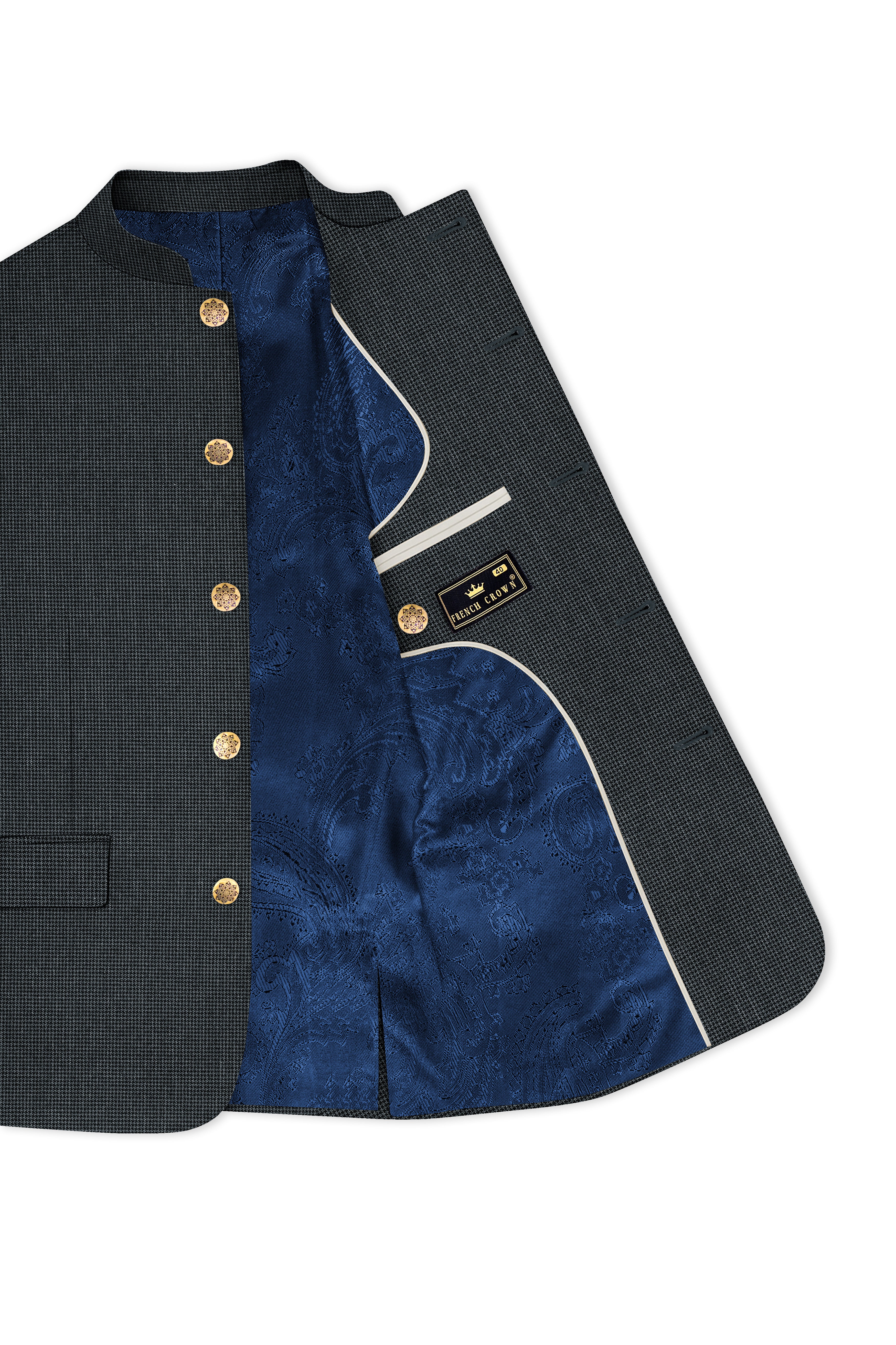 Gunmetal Gray Wool Rich Bandhgala Blazer