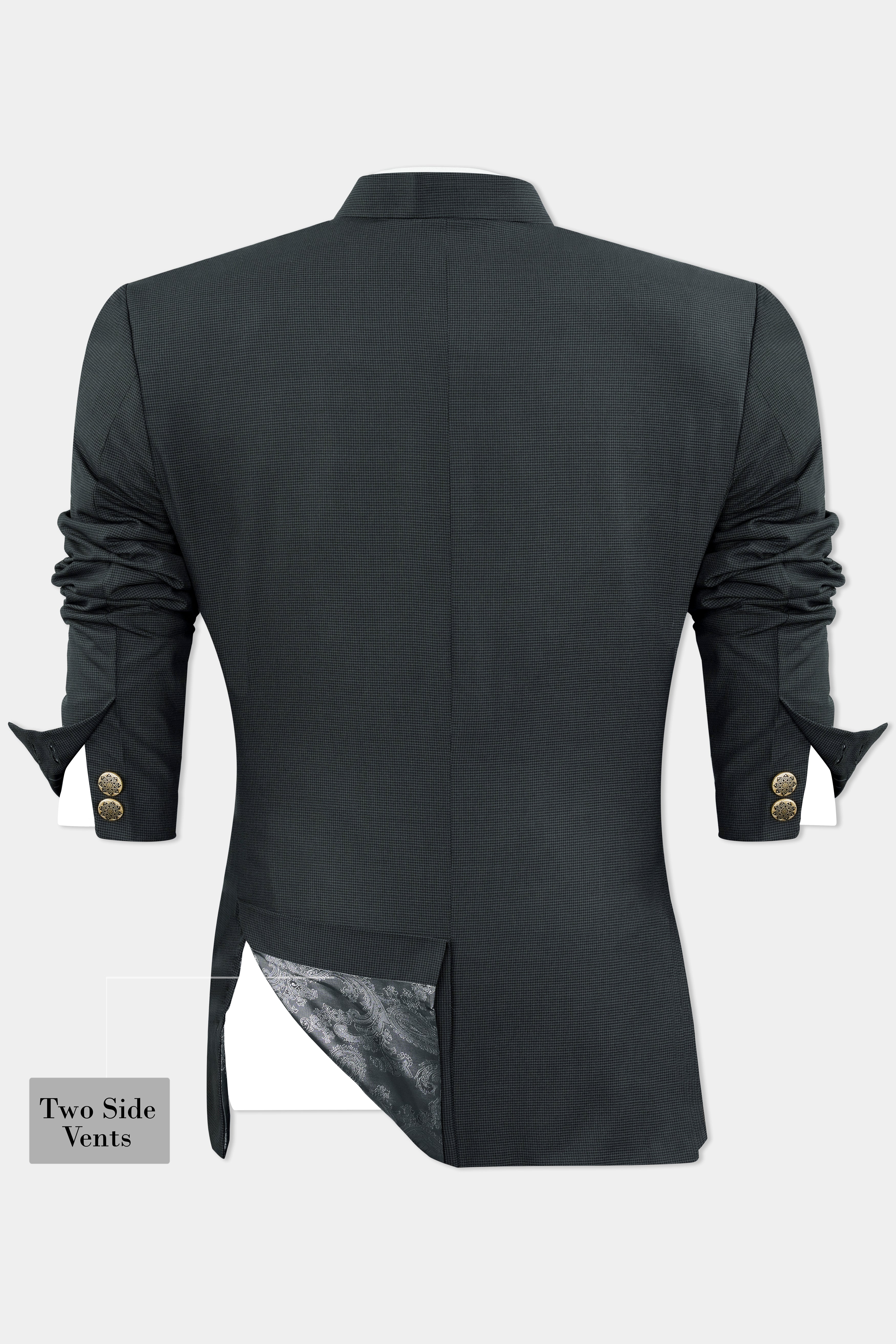 Gunmetal Gray Wool Rich Bandhgala Blazer BL2982-BG-36, BL2982-BG-38, BL2982-BG-40, BL2982-BG-42, BL2982-BG-44, BL2982-BG-46, BL2982-BG-48, BL2982-BG-50, BL2982-BG-52, BL2982-BG-54, BL2982-BG-56, BL2982-BG-58, BL2982-BG-60