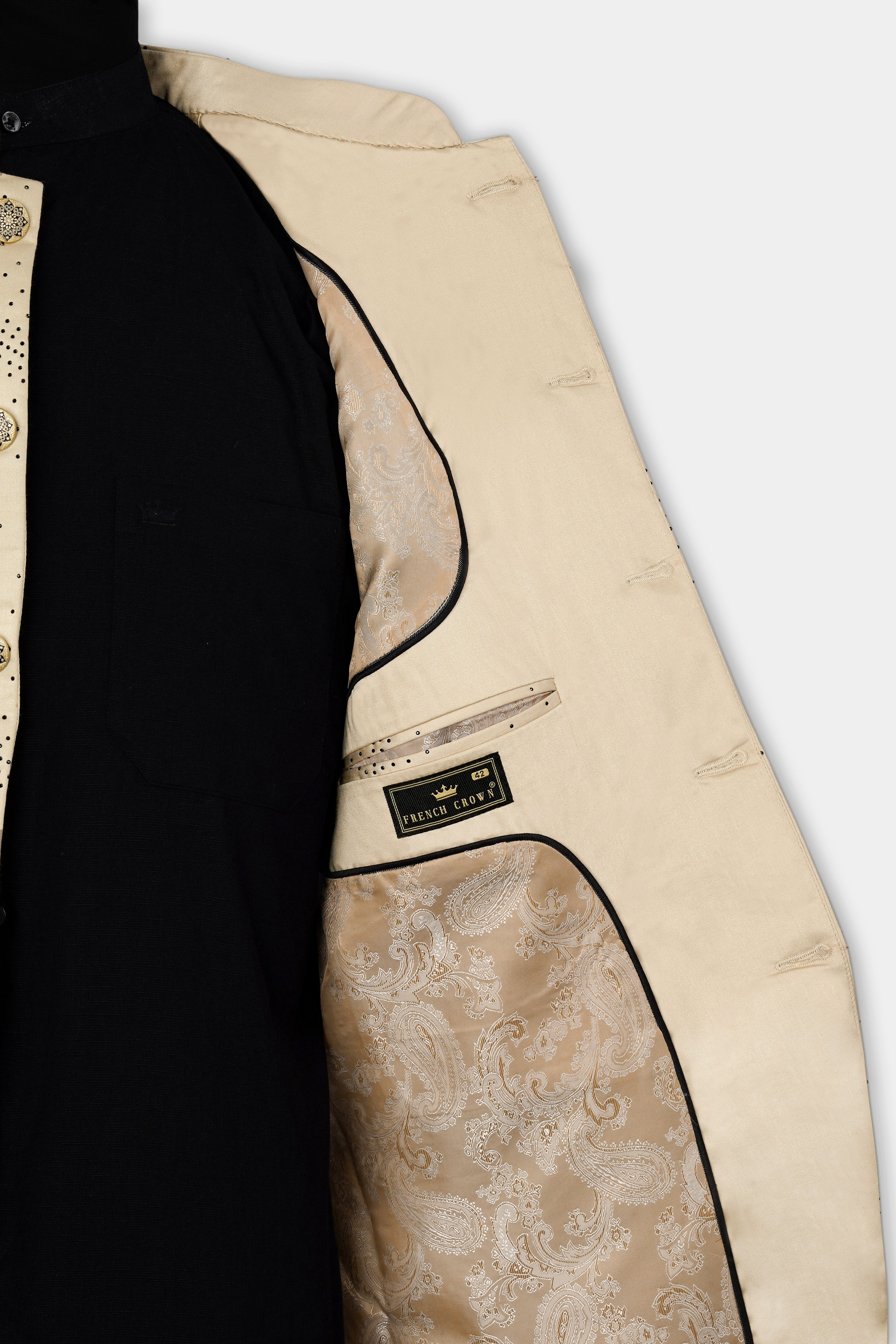 Ivory Cream Stonework Wool Rich Bandhgala Designer Blazer BL2992-BG-D515-36, BL2992-BG-D515-38, BL2992-BG-D515-40, BL2992-BG-D515-42, BL2992-BG-D515-44, BL2992-BG-D515-46, BL2992-BG-D515-48, BL2992-BG-D515-50, BL2992-BG-D515-52, BL2992-BG-D515-54, BL2992-BG-D515-56, BL2992-BG-D515-58, BL2992-BG-D515-60