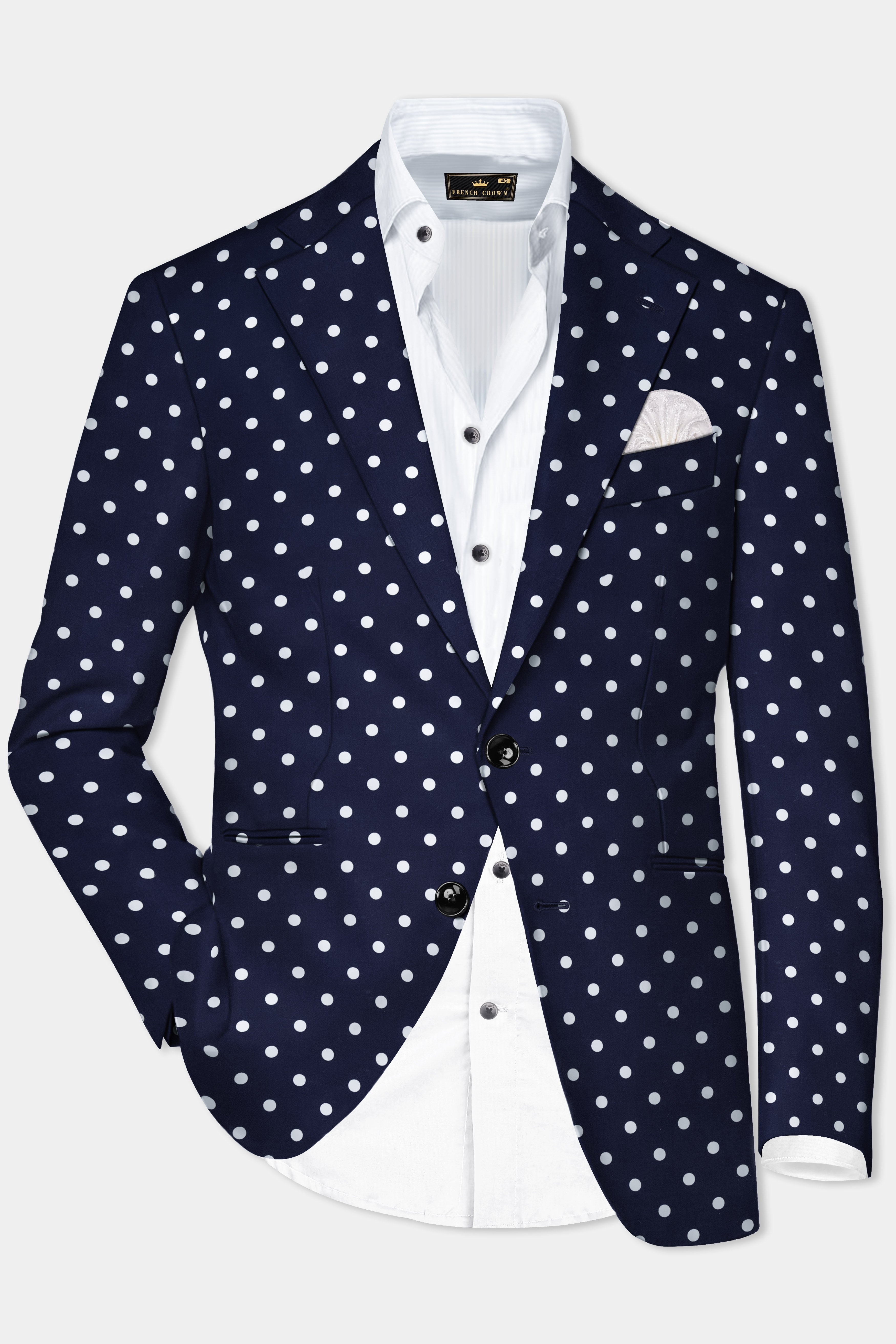 Nile Blue Polka Dots Premium Cotton Blazer