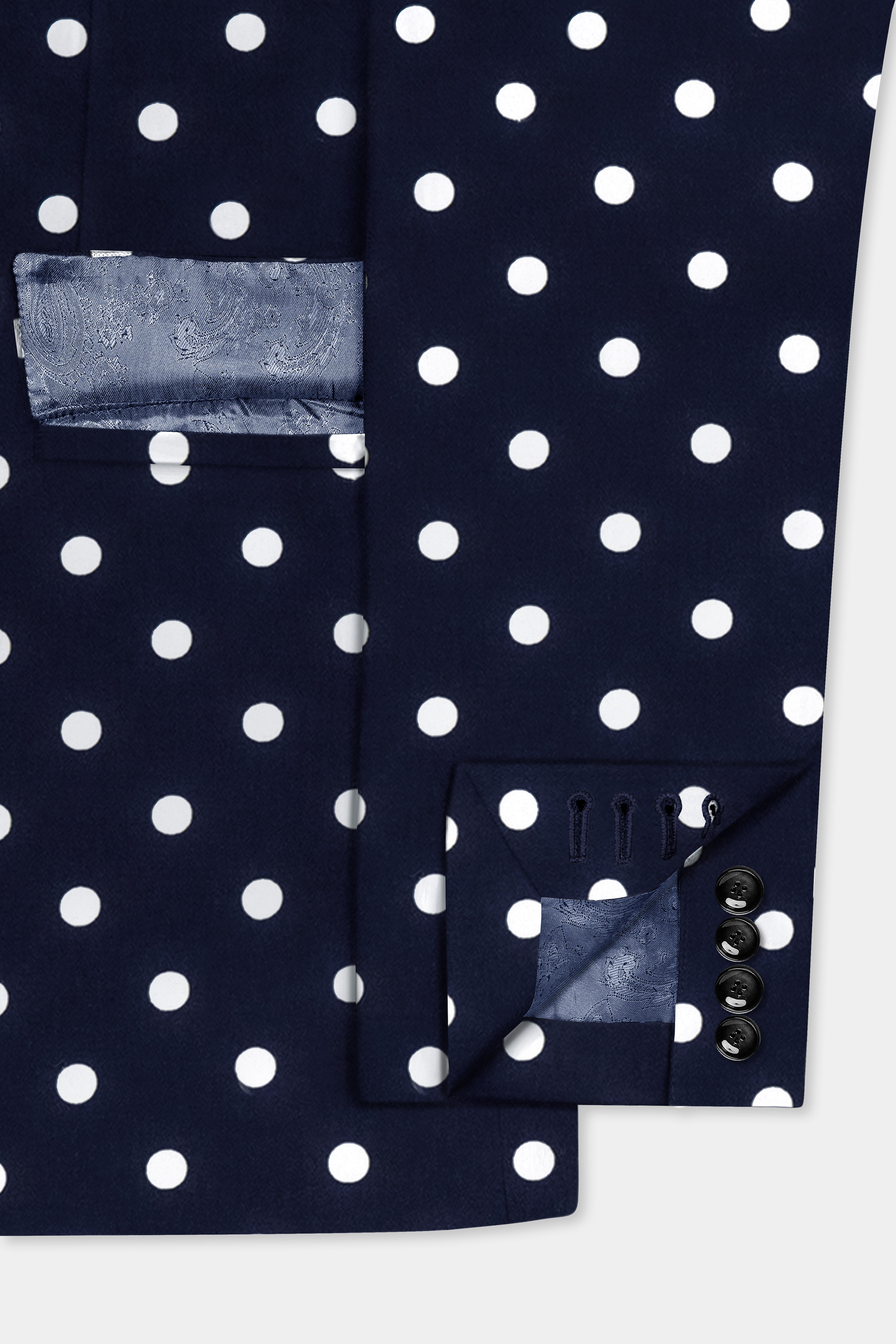 Nile Blue Polka Dots Premium Cotton Blazer