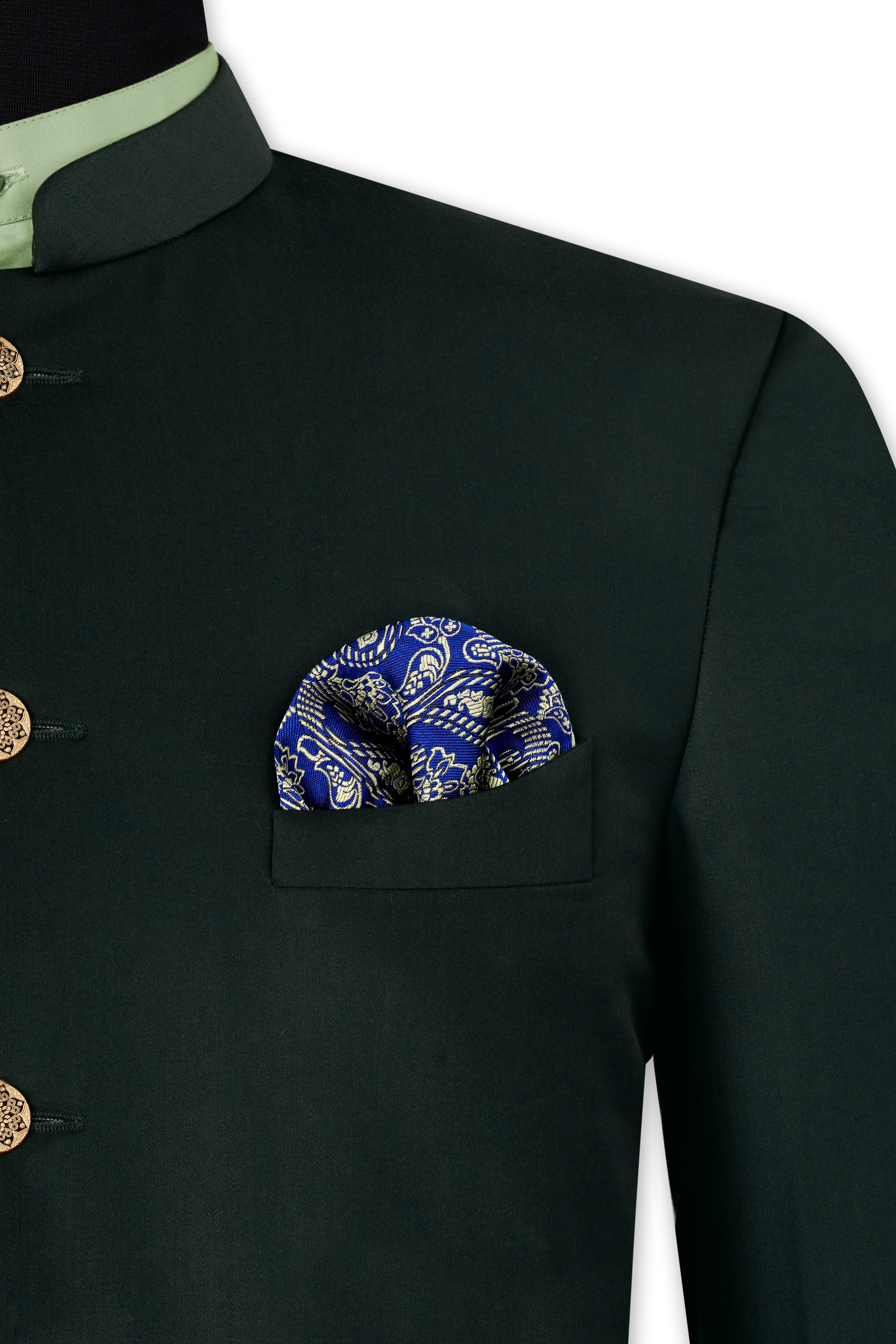 Dark Slate Green with Horizontal Stitched Wool Rich Bandhgala Designer Blazer BL3035-BG-D168-36, BL3035-BG-D168-38, BL3035-BG-D168-40, BL3035-BG-D168-42, BL3035-BG-D168-44, BL3035-BG-D168-46, BL3035-BG-D168-48, BL3035-BG-D168-50, BL3035-BG-D168-52, BL3035-BG-D168-54, BL3035-BG-D168-56, BL3035-BG-D168-58, BL3035-BG-D168-60