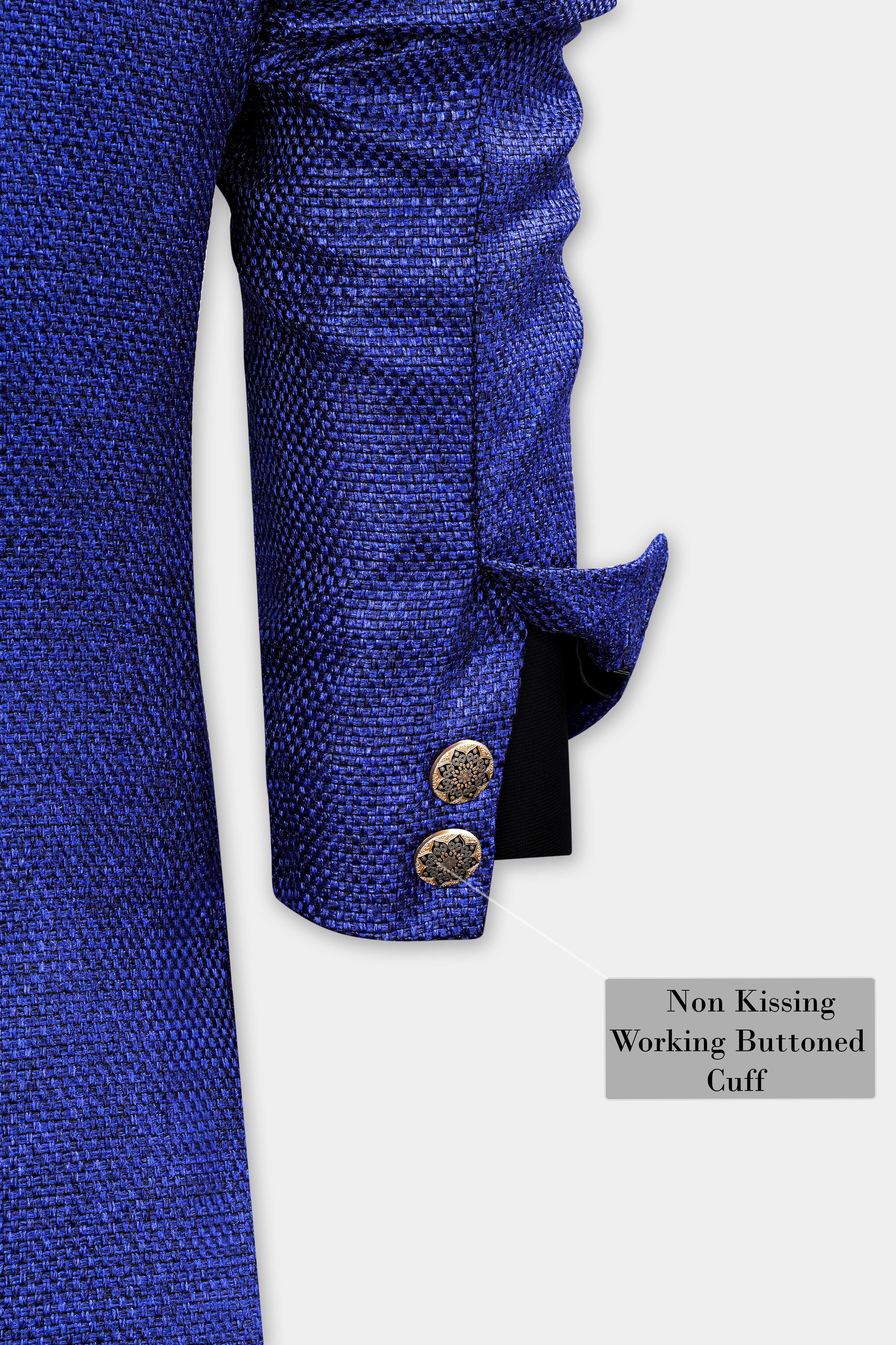 Downriver Blue Cross Buttoned Bandhgala Blazer BL3036-CBG-36, BL3036-CBG-38, BL3036-CBG-40, BL3036-CBG-42, BL3036-CBG-44, BL3036-CBG-46, BL3036-CBG-48, BL3036-CBG-50, BL3036-CBG-52, BL3036-CBG-54, BL3036-CBG-56, BL3036-CBG-58, BL3036-CBG-60