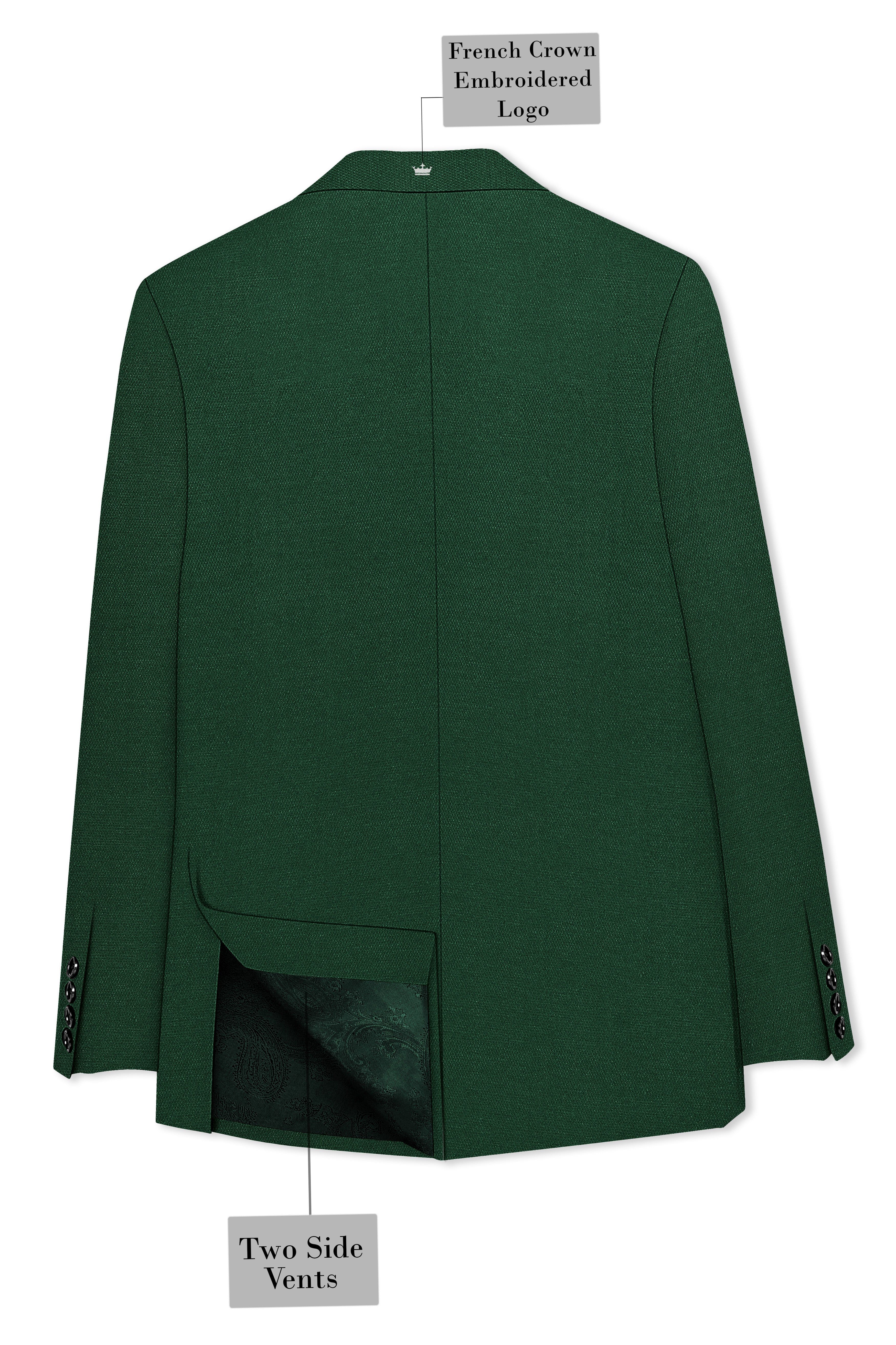 Basil Green Wool Rich Double-Breasted Blazer