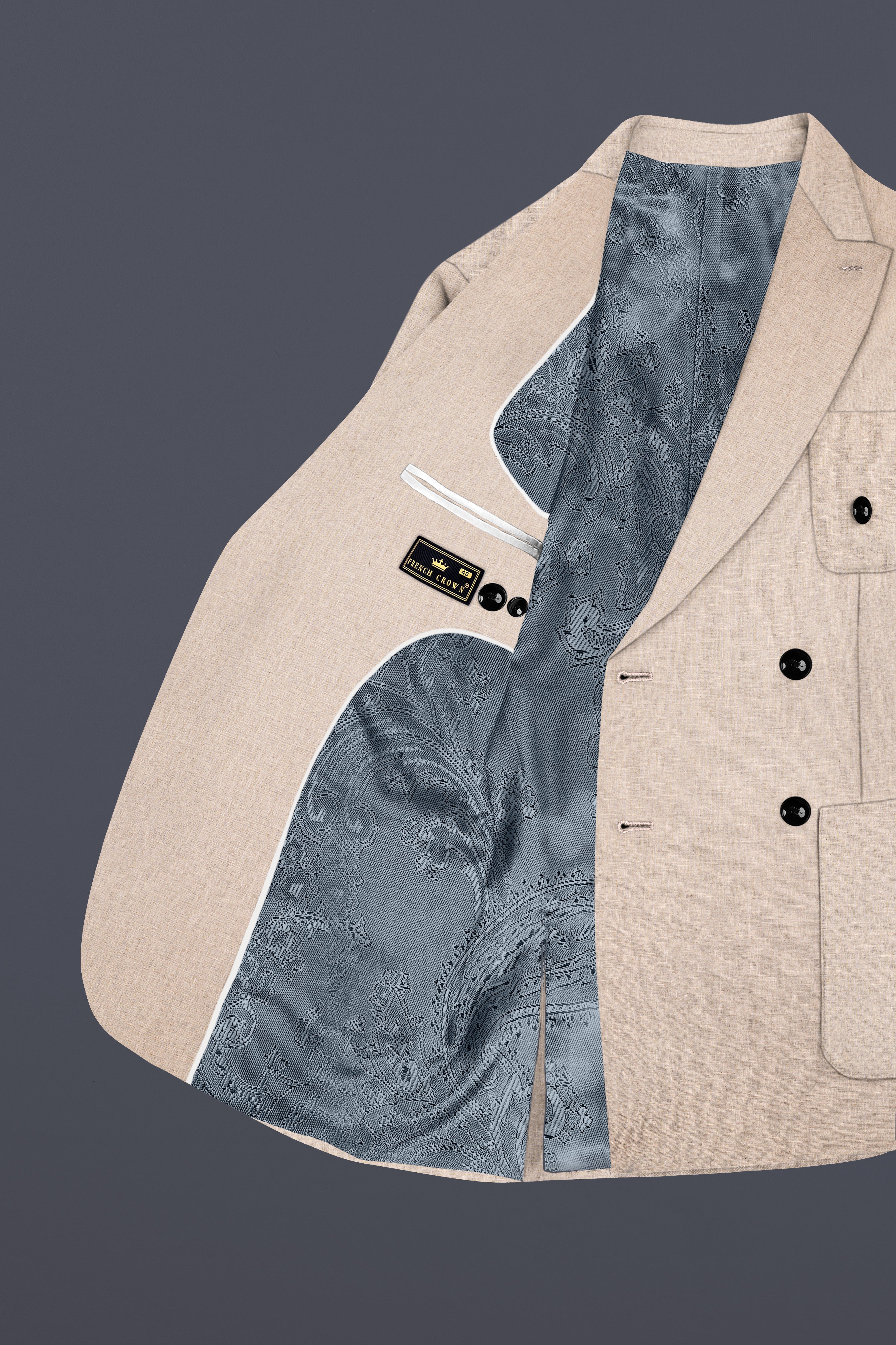 Cashmere Beige Premium Luxurious Linen Double Breasted Sports Blazer