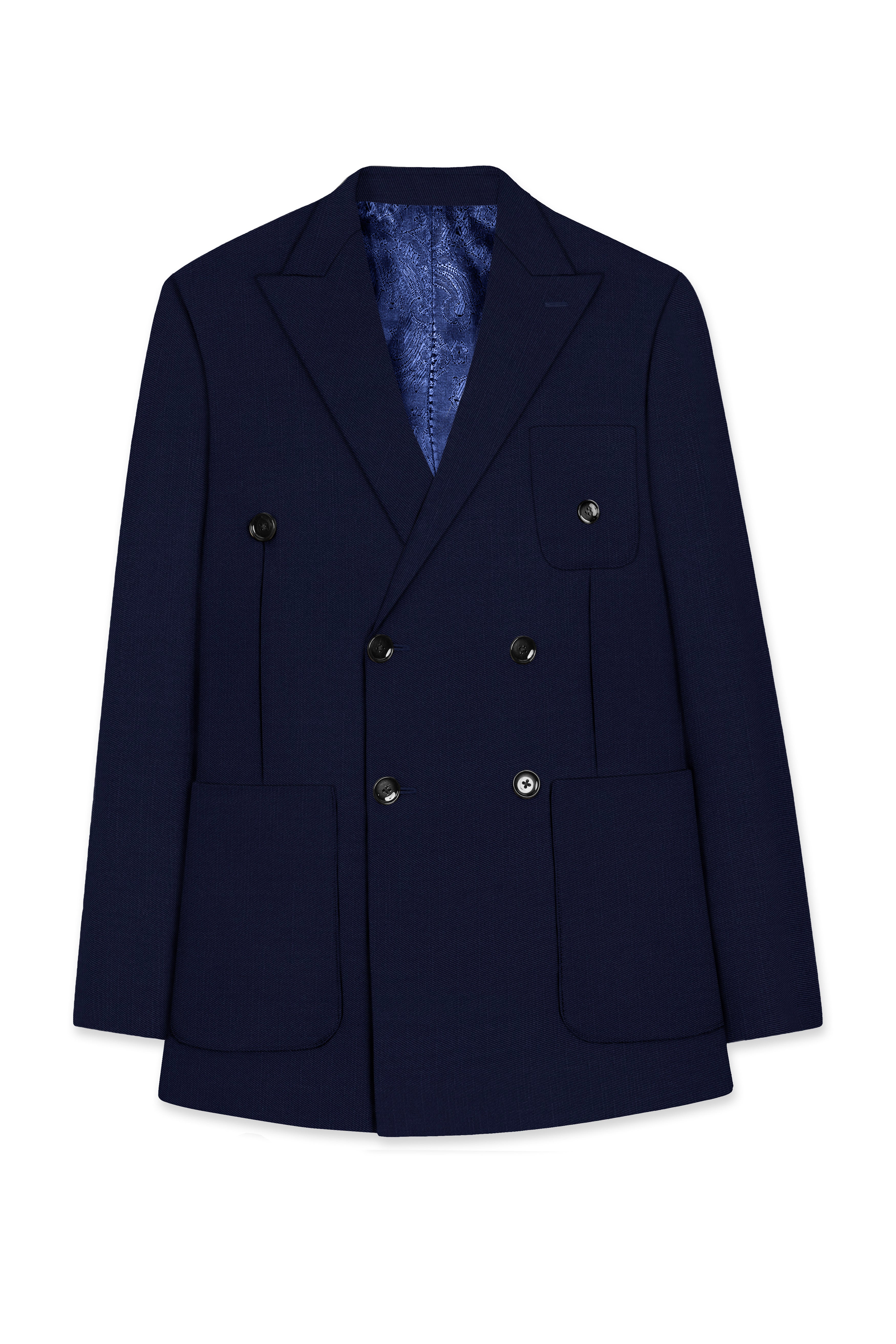 Cloud Burst Blue Wool Rich Double Breasted Sports Blazer