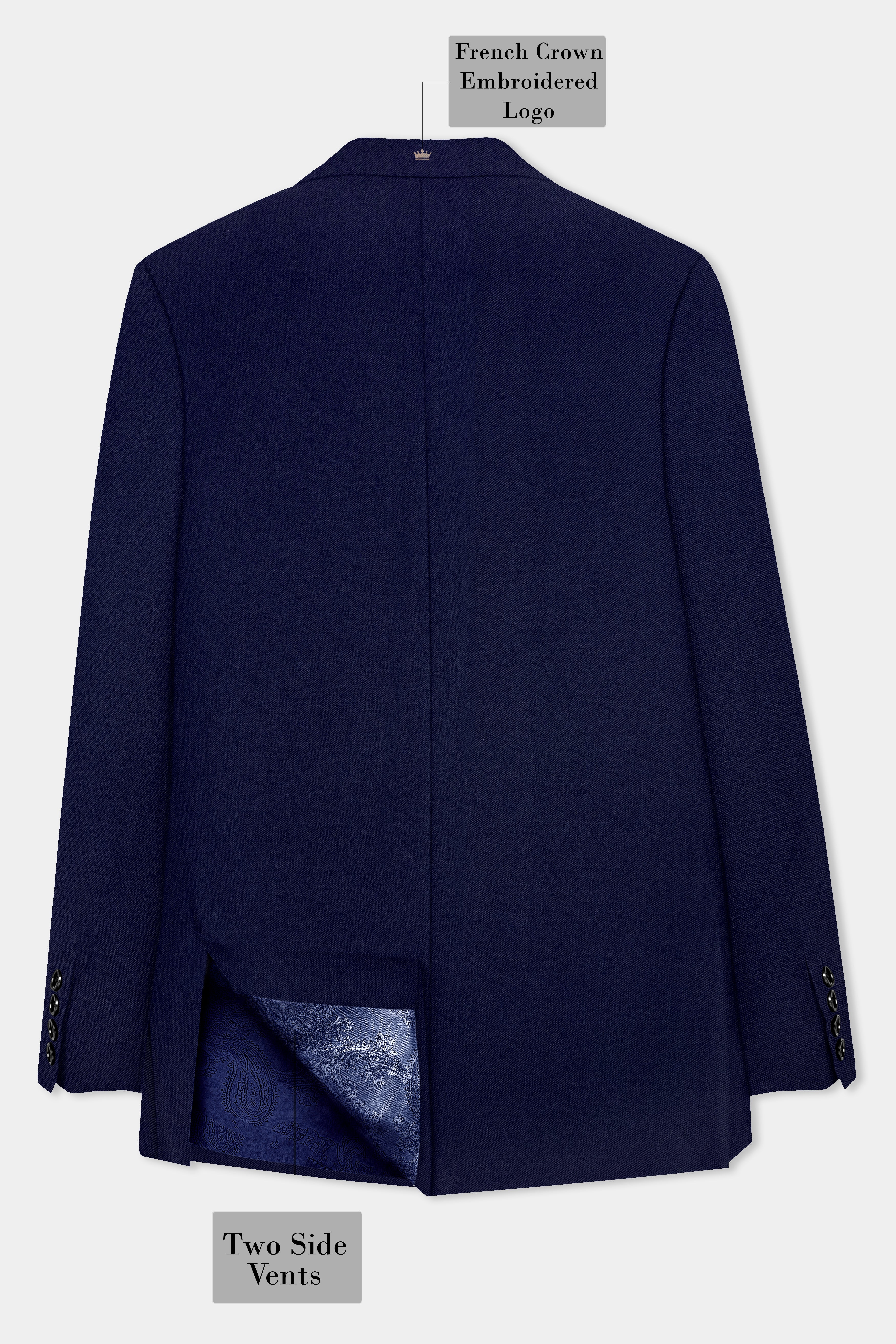 Cinder Blue Wool Rich Double Breasted Sports Blazer