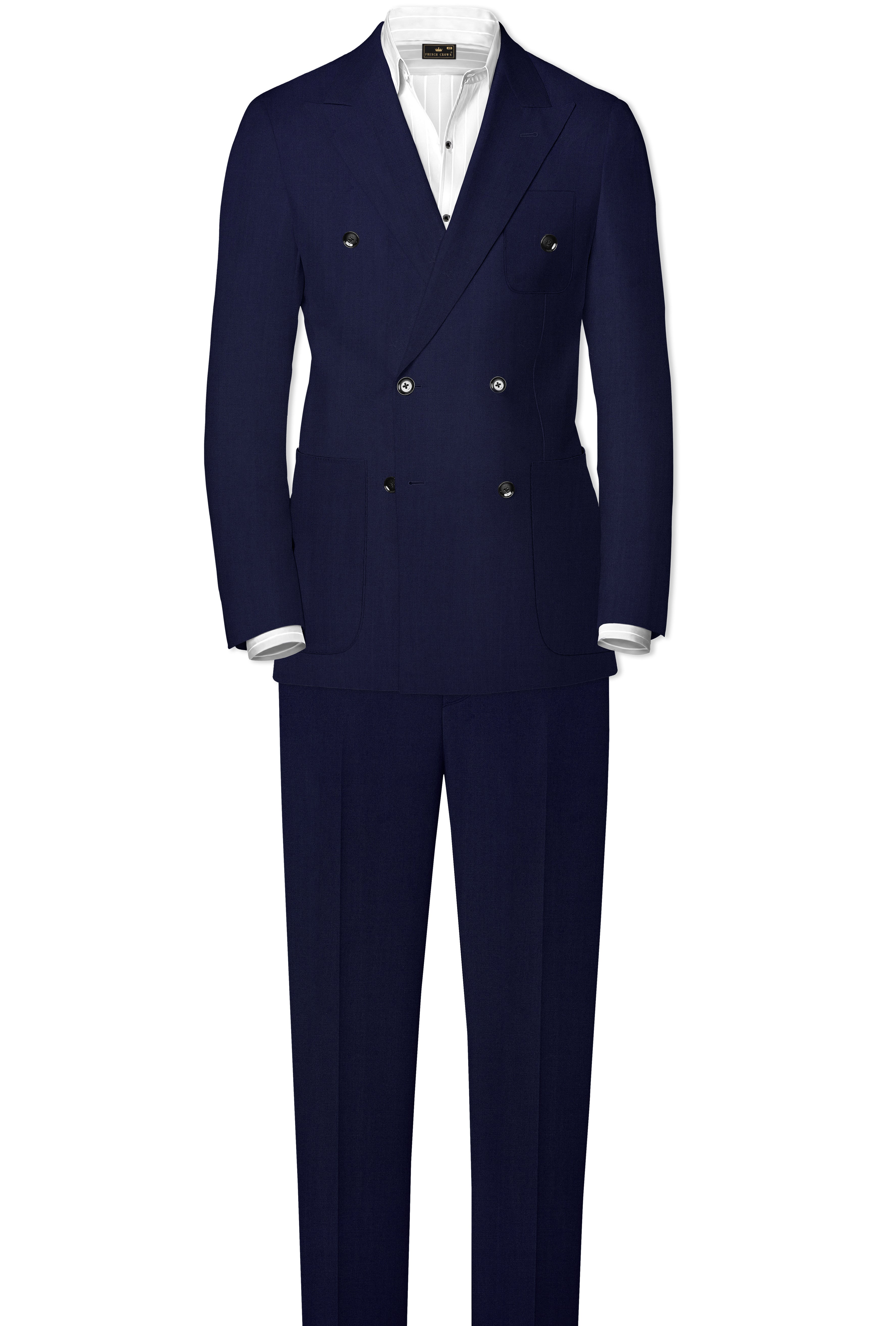 Cinder Blue Wool Rich Double Breasted Sports Blazer