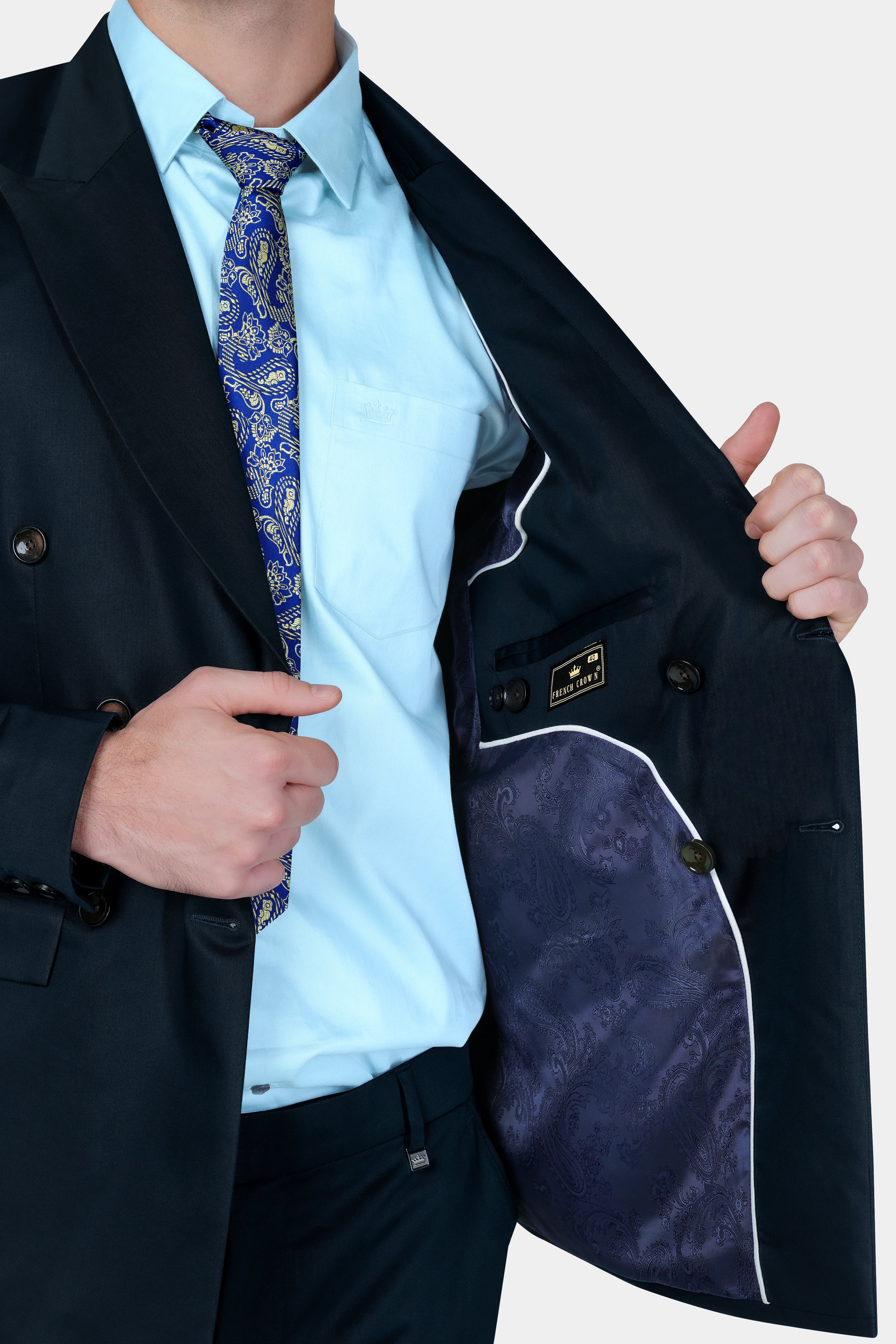 Bunker Blue Premium Cotton Double Breasted Blazer BL3115-DB-36, BL3115-DB-38, BL3115-DB-40, BL3115-DB-42, BL3115-DB-44, BL3115-DB-46, BL3115-DB-48, BL3115-DB-50, BL3115-DB-52, BL3115-DB-54, BL3115-DB-56, BL3115-DB-58, BL3115-DB-60