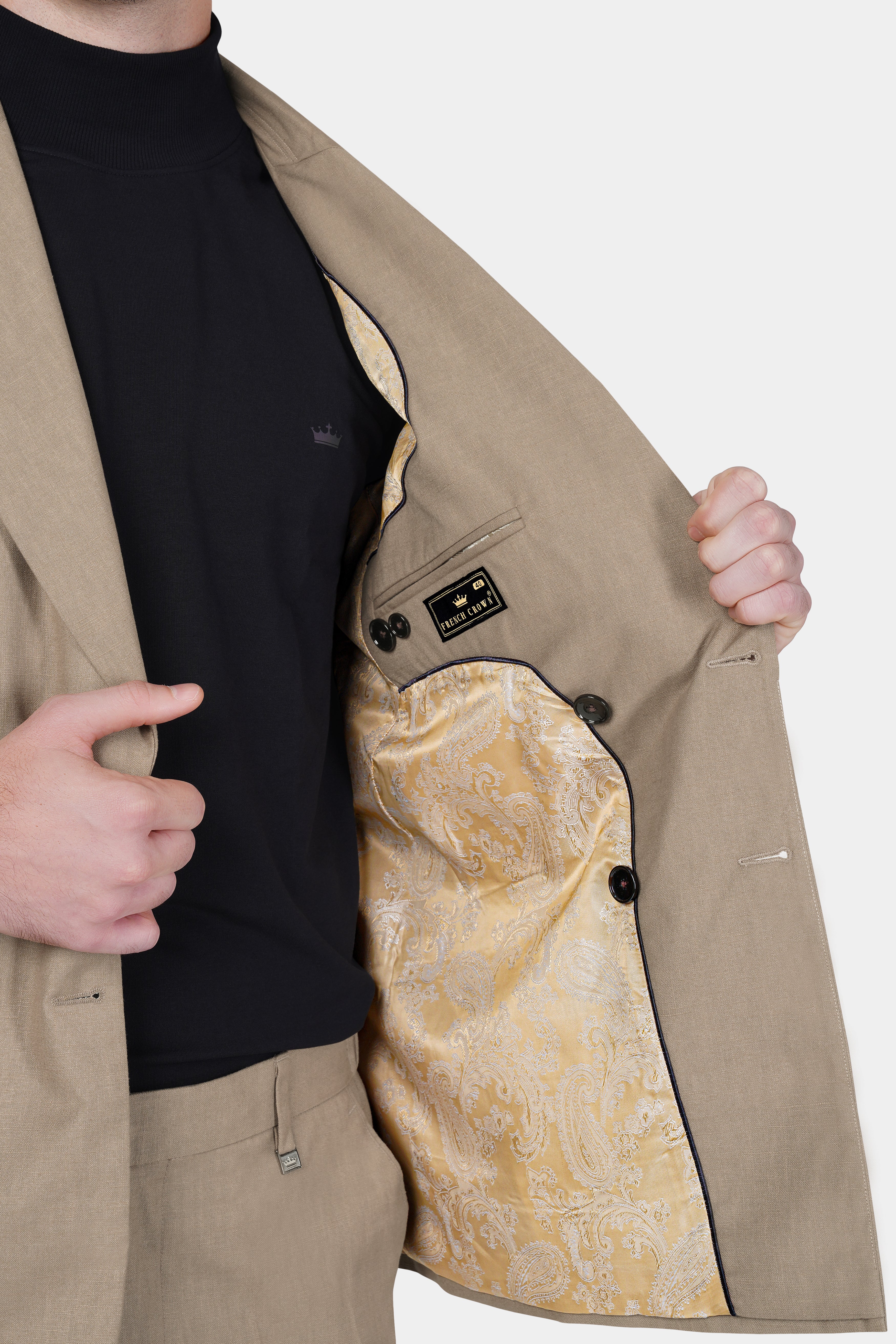 Oyster Brown Luxurious Linen Double Breasted Sports Blazer BL3118-DB-PP-36, BL3118-DB-PP-38, BL3118-DB-PP-40, BL3118-DB-PP-42, BL3118-DB-PP-44, BL3118-DB-PP-46, BL3118-DB-PP-48, BL3118-DB-PP-50, BL3118-DB-PP-52, BL3118-DB-PP-54, BL3118-DB-PP-56, BL3118-DB-PP-58, BL3118-DB-PP-60