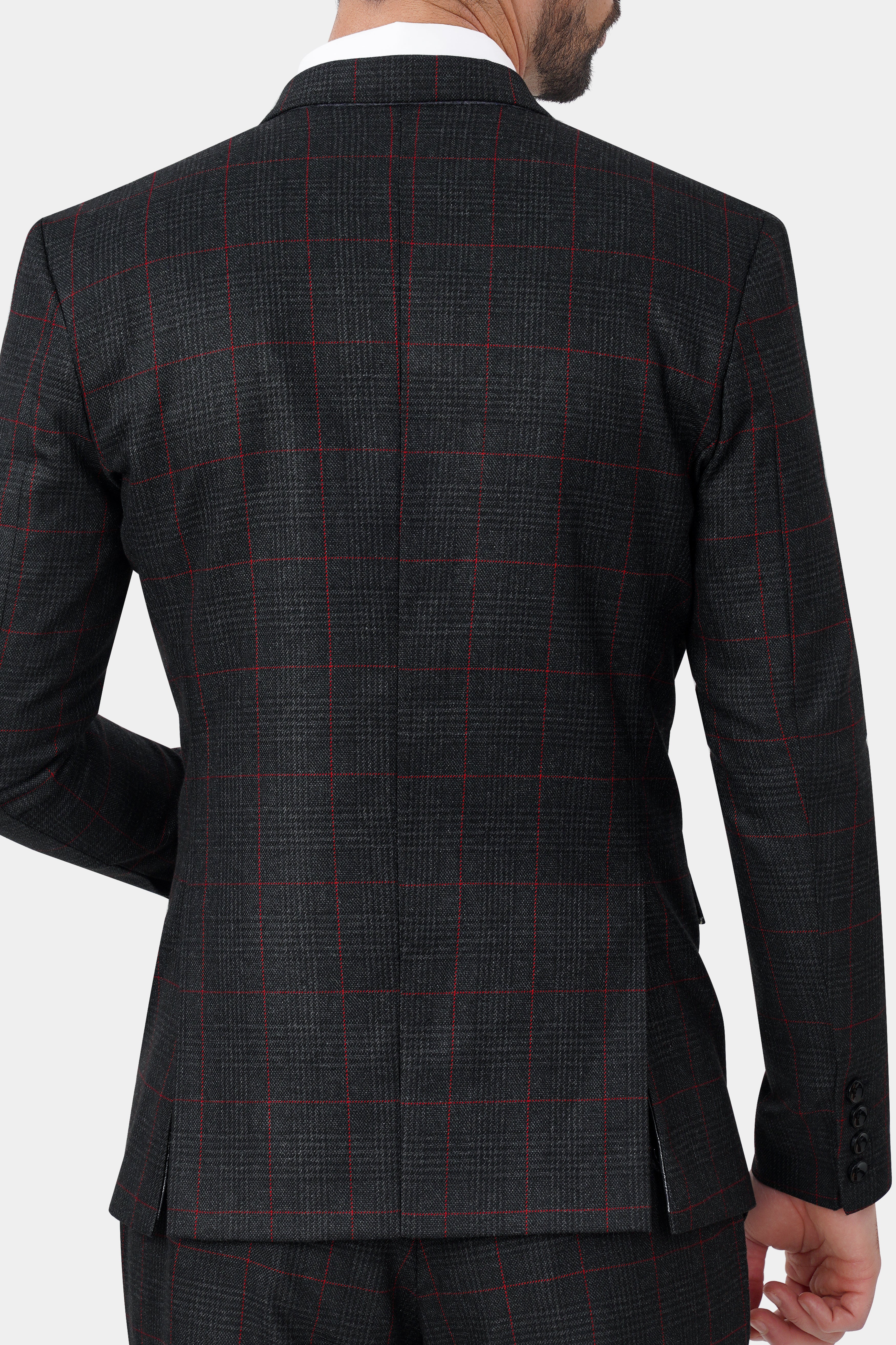 Bunker Black and Maple Red Windowpane Tweed Blazer BL3124-SB-36, BL3124-SB-38, BL3124-SB-40, BL3124-SB-42, BL3124-SB-44, BL3124-SB-46, BL3124-SB-48, BL3124-SB-50, BL3124-SB-52, BL3124-SB-54, BL3124-SB-56, BL3124-SB-58, BL3124-SB-60