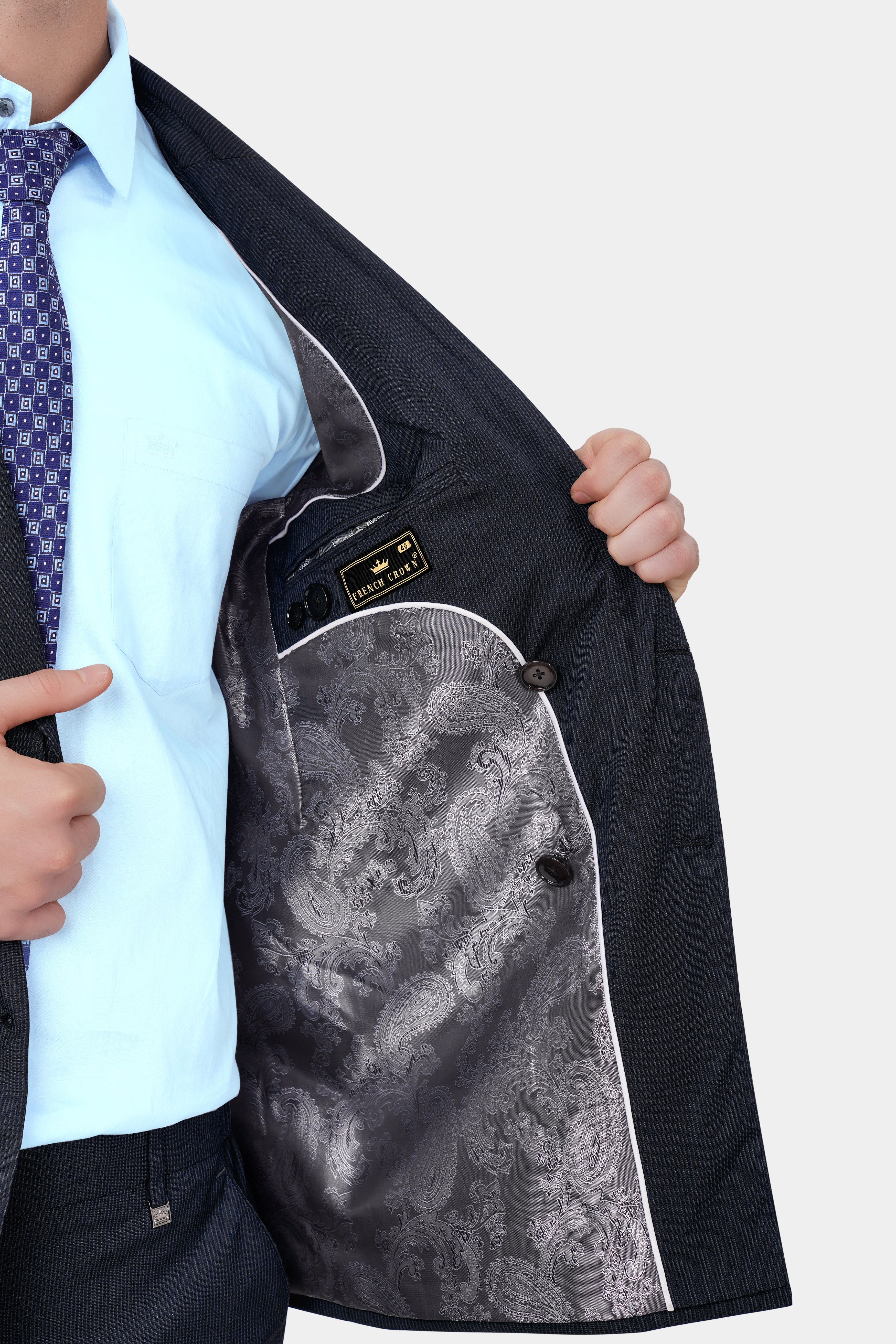 Charade Gray Wool Rich Double Breasted Blazer BL3128-DB-36, BL3128-DB-38, BL3128-DB-40, BL3128-DB-42, BL3128-DB-44, BL3128-DB-46, BL3128-DB-48, BL3128-DB-50, BL3128-DB-52, BL3128-DB-54, BL3128-DB-56, BL3128-DB-58, BL3128-DB-60