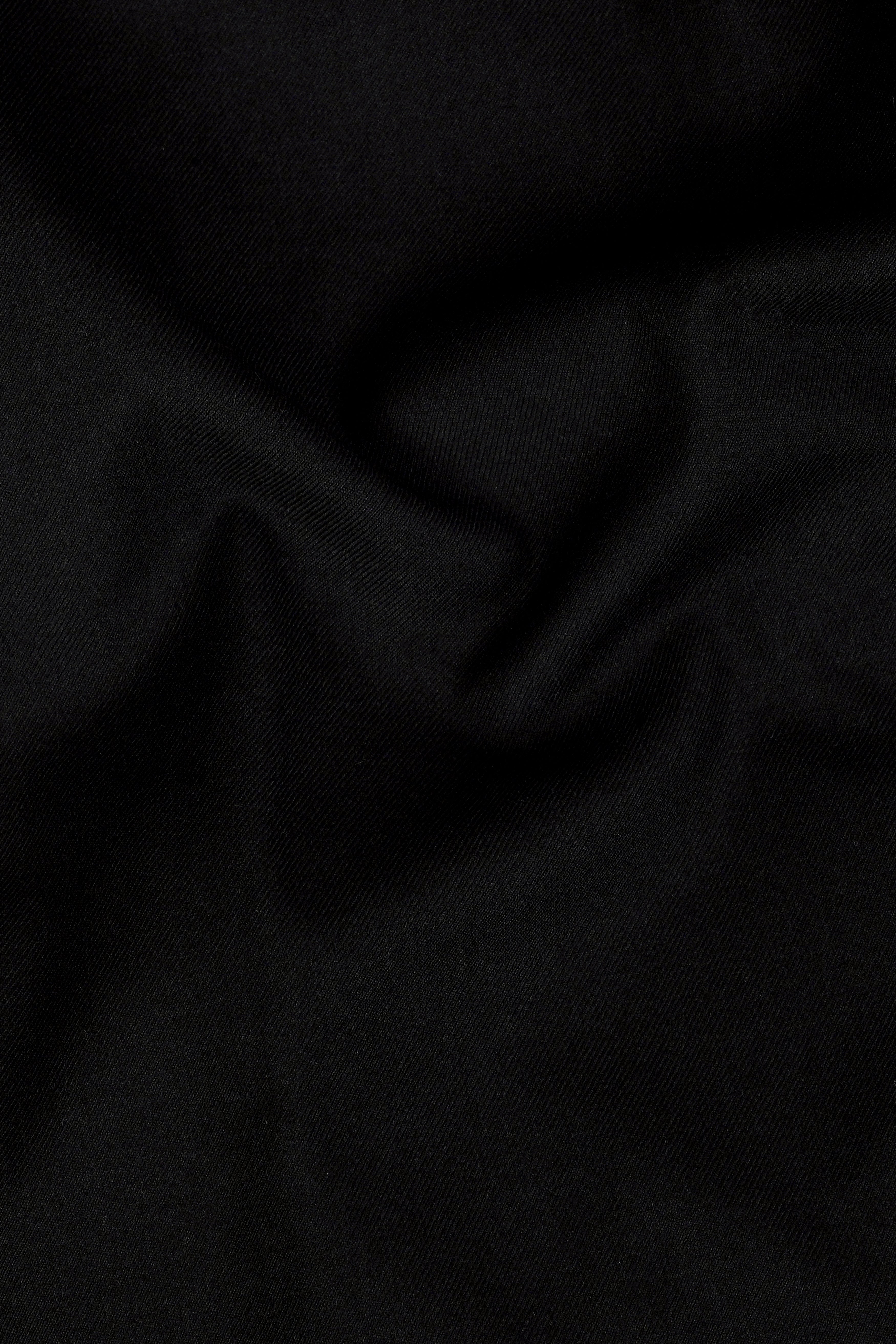 Noirex-Korean Black (The Best Black We Have) Floral Embroidered Wool Rich Designer 4-Way Stretch Tuxedo Blazer