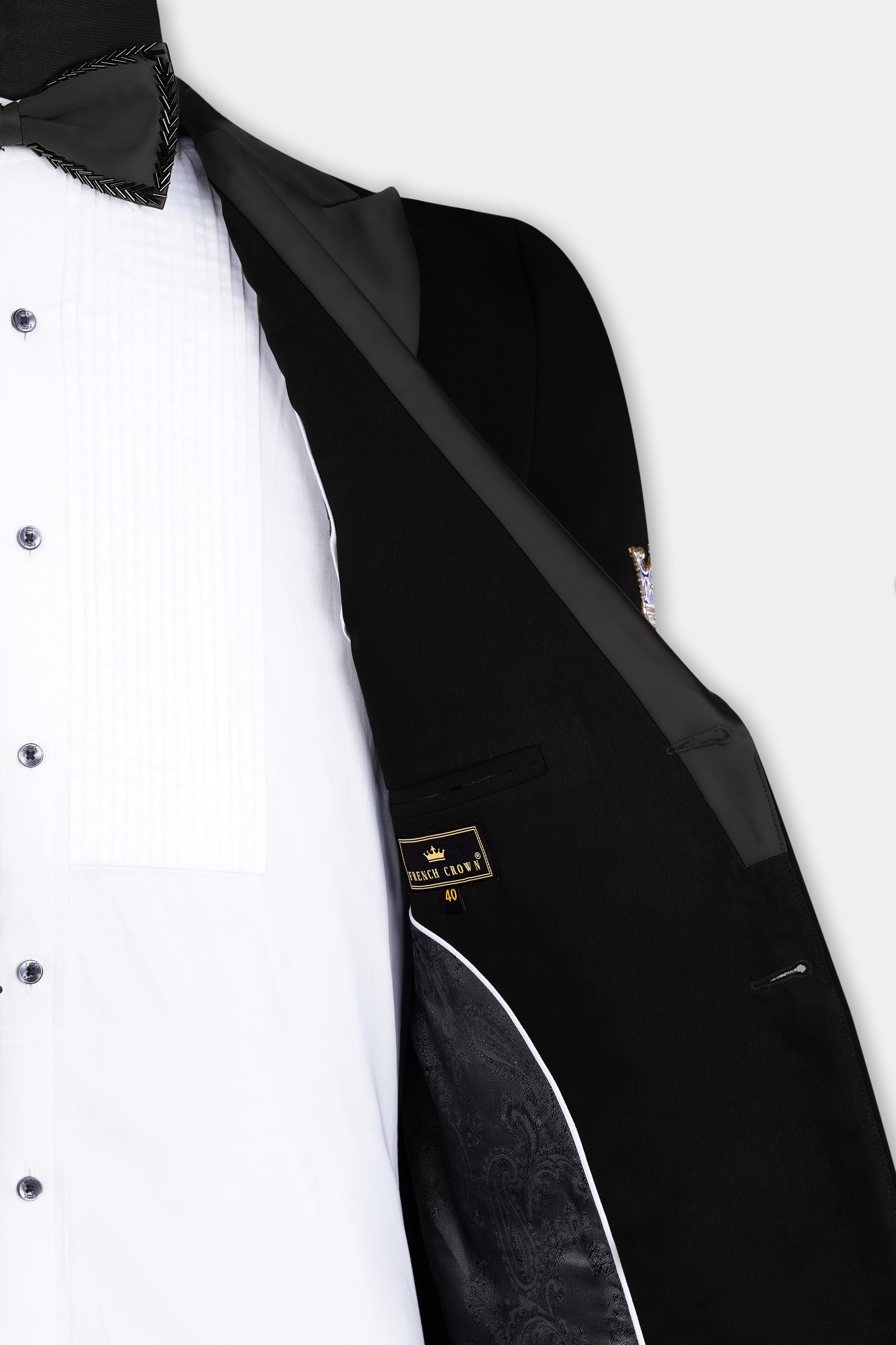 Korean Black (The Best Black We Have) Floral Embroidered Wool Rich Designer Tuxedo Blazer BL3274-SBP-BKPL-FB-E349-36, BL3274-SBP-BKPL-FB-E349-38, BL3274-SBP-BKPL-FB-E349-40, BL3274-SBP-BKPL-FB-E349-42, BL3274-SBP-BKPL-FB-E349-44, BL3274-SBP-BKPL-FB-E349-46, BL3274-SBP-BKPL-FB-E349-48, BL3274-SBP-BKPL-FB-E349-50, BL3274-SBP-BKPL-FB-E349-52, BL3274-SBP-BKPL-FB-E349-54, BL3274-SBP-BKPL-FB-E349-56, BL3274-SBP-BKPL-FB-E349-58, BL3274-SBP-BKPL-FB-E349-60