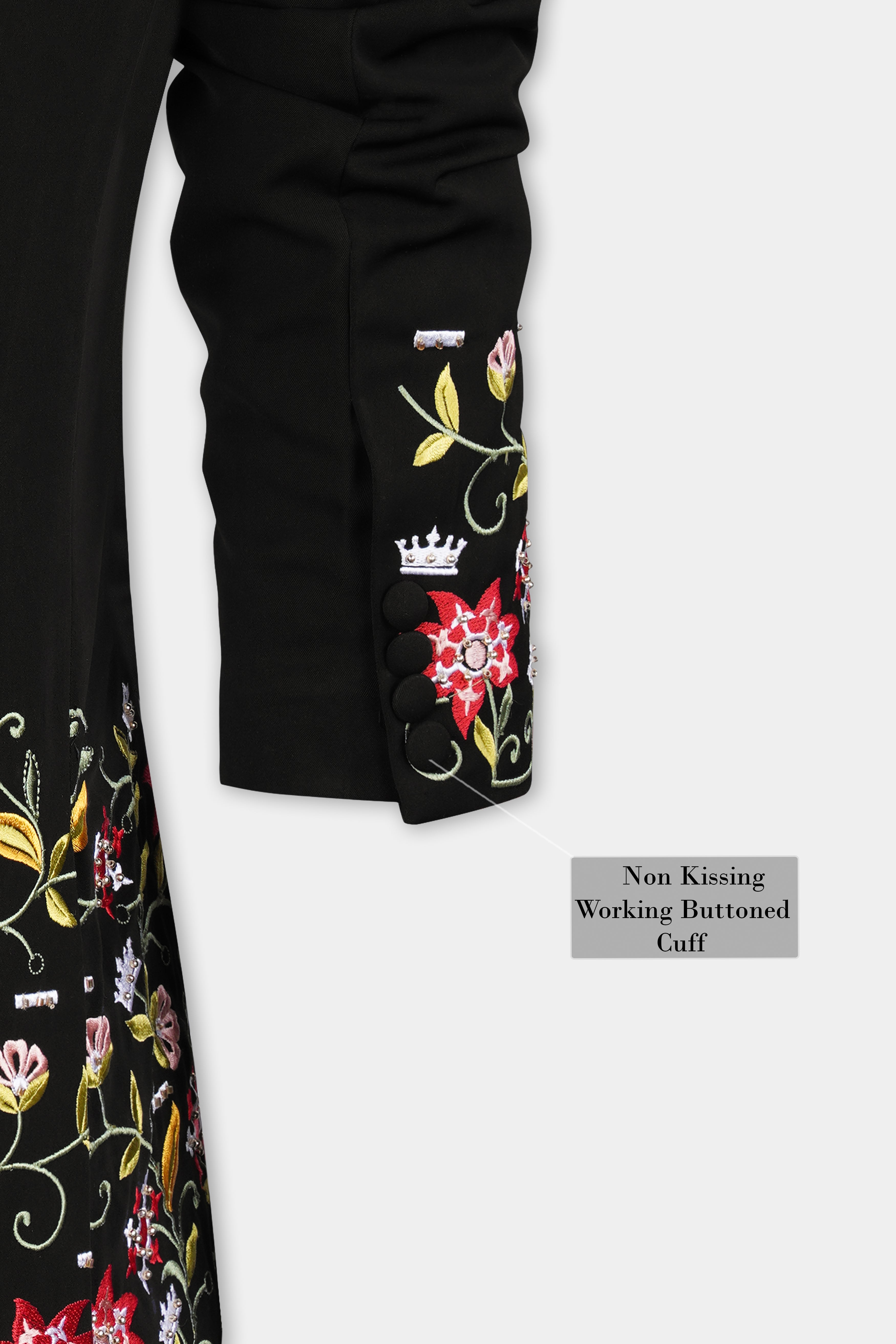 Korean Black (The Best Black We Have) Floral Embroidered Wool Rich Designer Tuxedo Blazer BL3274-SBP-BKPL-FB-E349-36, BL3274-SBP-BKPL-FB-E349-38, BL3274-SBP-BKPL-FB-E349-40, BL3274-SBP-BKPL-FB-E349-42, BL3274-SBP-BKPL-FB-E349-44, BL3274-SBP-BKPL-FB-E349-46, BL3274-SBP-BKPL-FB-E349-48, BL3274-SBP-BKPL-FB-E349-50, BL3274-SBP-BKPL-FB-E349-52, BL3274-SBP-BKPL-FB-E349-54, BL3274-SBP-BKPL-FB-E349-56, BL3274-SBP-BKPL-FB-E349-58, BL3274-SBP-BKPL-FB-E349-60