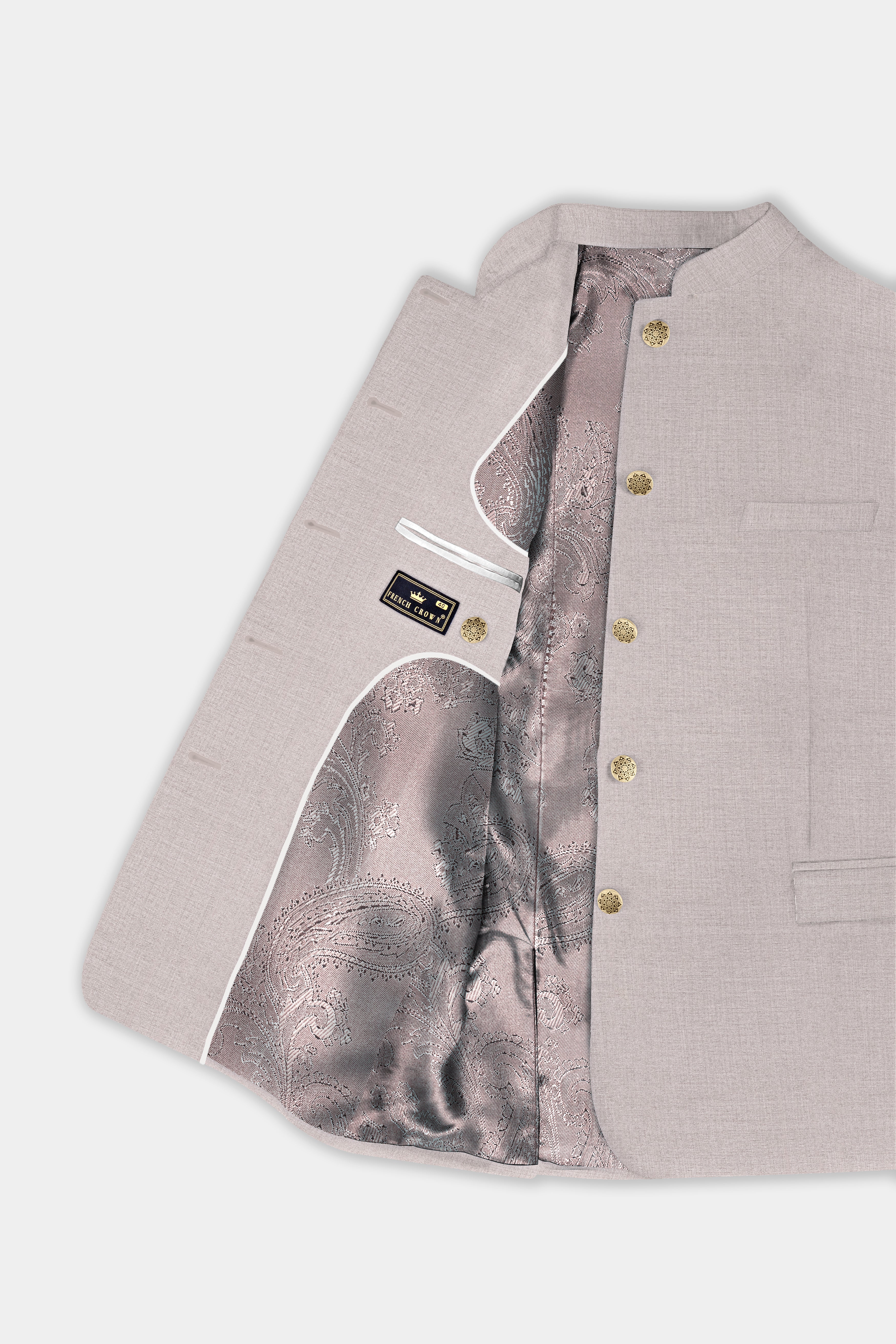 Clamshell Cream Wool Rich Bandhgala Blazer