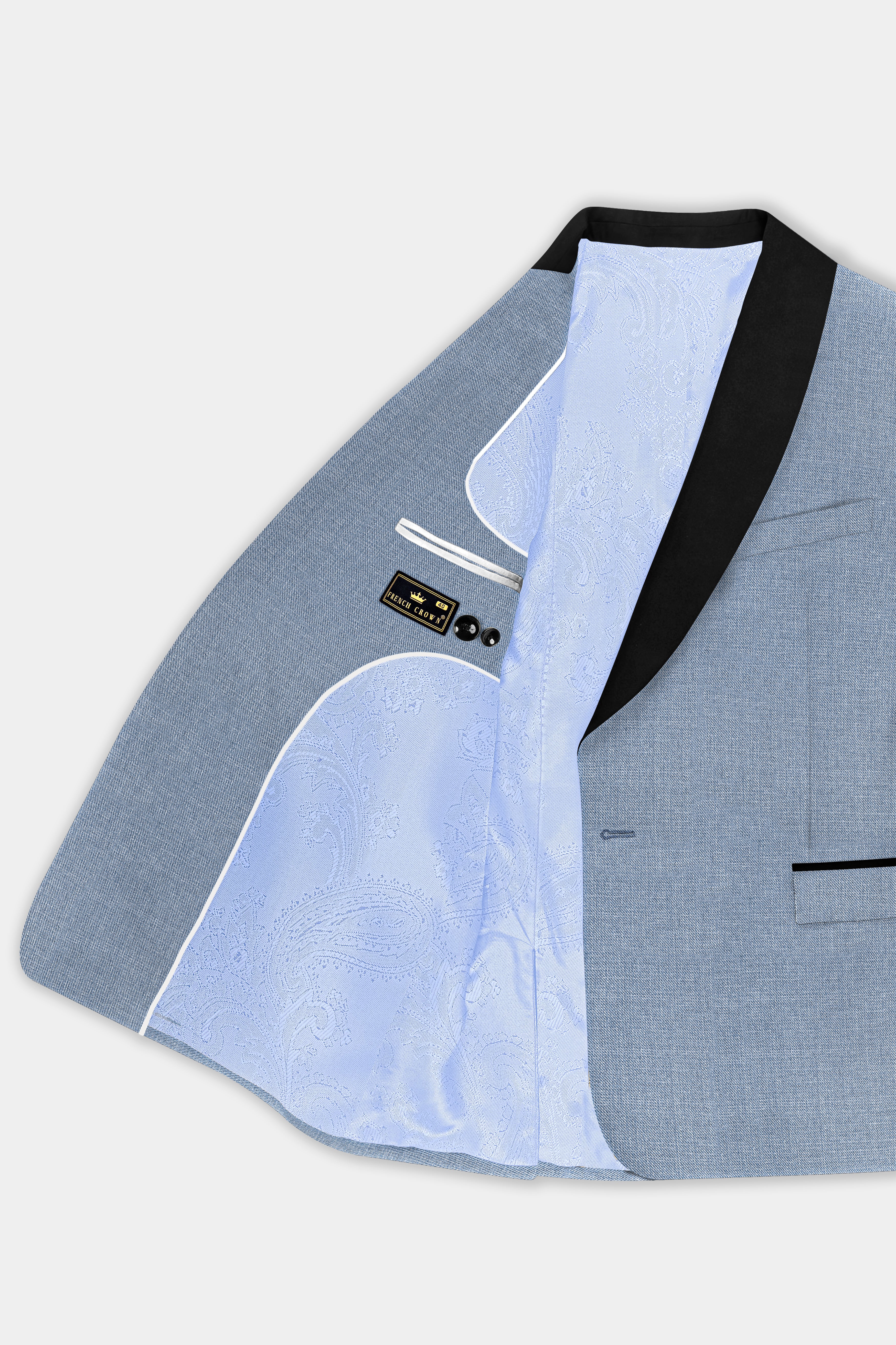 Bluish Wool Rich Tuxedo Blazer BL3346-BKL-36, BL3346-BKL-38, BL3346-BKL-40, BL3346-BKL-42, BL3346-BKL-44, BL3346-BKL-46, BL3346-BKL-48, BL3346-BKL-50, BL3346-BKL-52, BL3346-BKL-54, BL3346-BKL-56, BL3346-BKL-58, BL3346-BKL-60