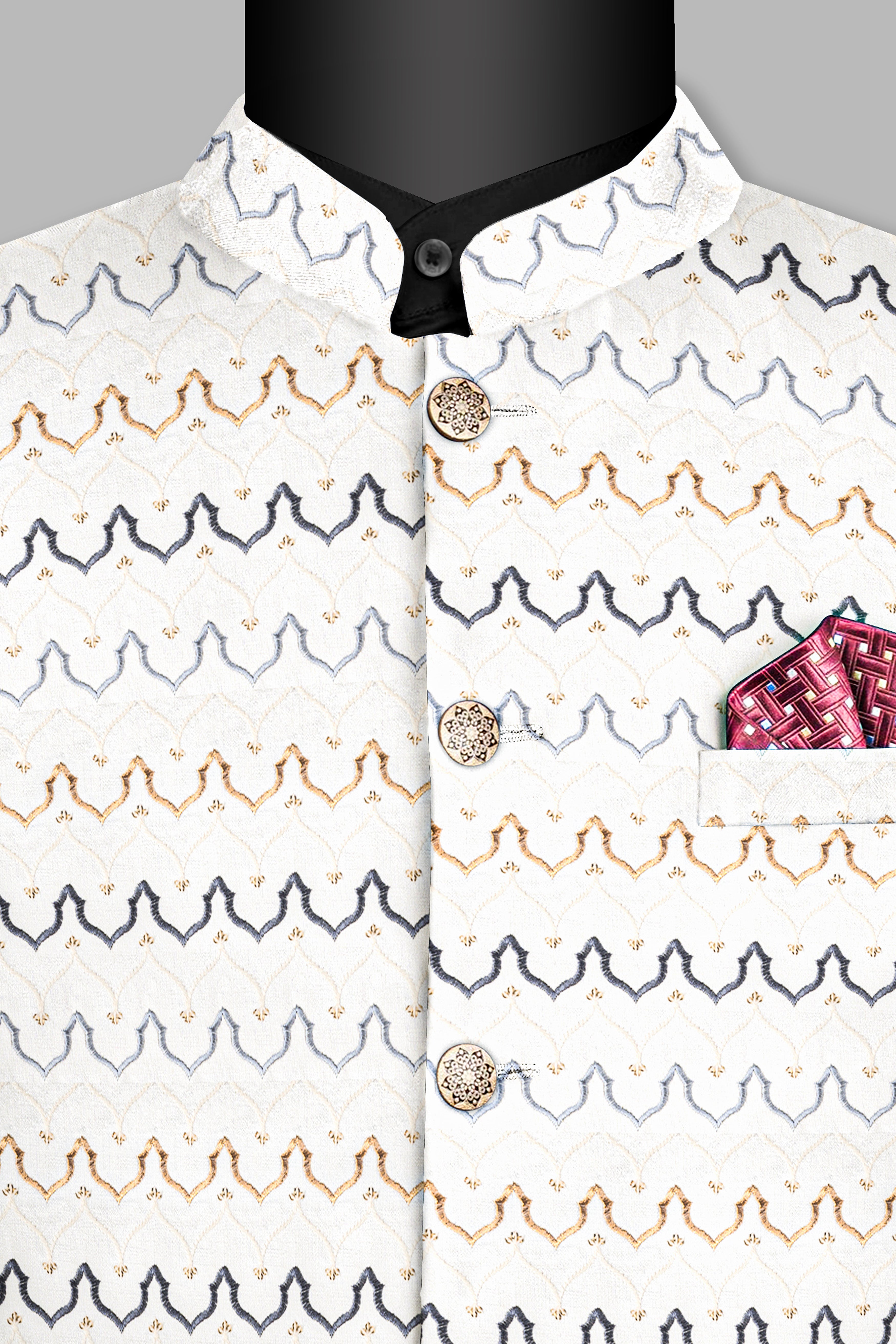 Bianca Cream and Casper Blue Thread Embroidered Bandhgala Jodhpuri BL3536-BG-36, BL3536-BG-38, BL3536-BG-40, BL3536-BG-42, BL3536-BG-44, BL3536-BG-46, BL3536-BG-48, BL3536-BG-50, BL3536-BG-52, BL3536-BG-54, BL3536-BG-56, BL3536-BG-58, BL3536-BG-60