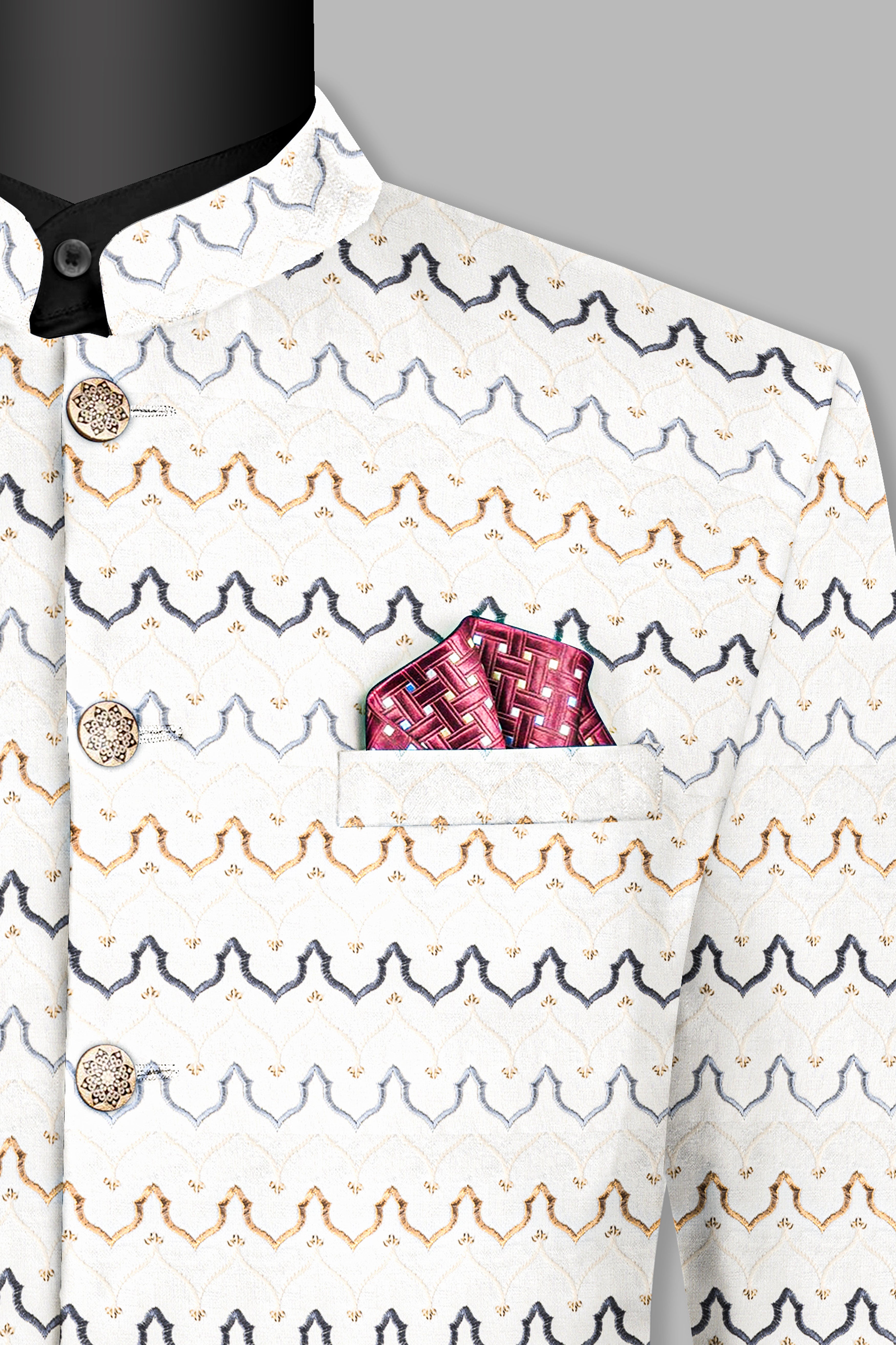 Bianca Cream and Casper Blue Thread Embroidered Bandhgala Jodhpuri BL3536-BG-36, BL3536-BG-38, BL3536-BG-40, BL3536-BG-42, BL3536-BG-44, BL3536-BG-46, BL3536-BG-48, BL3536-BG-50, BL3536-BG-52, BL3536-BG-54, BL3536-BG-56, BL3536-BG-58, BL3536-BG-60