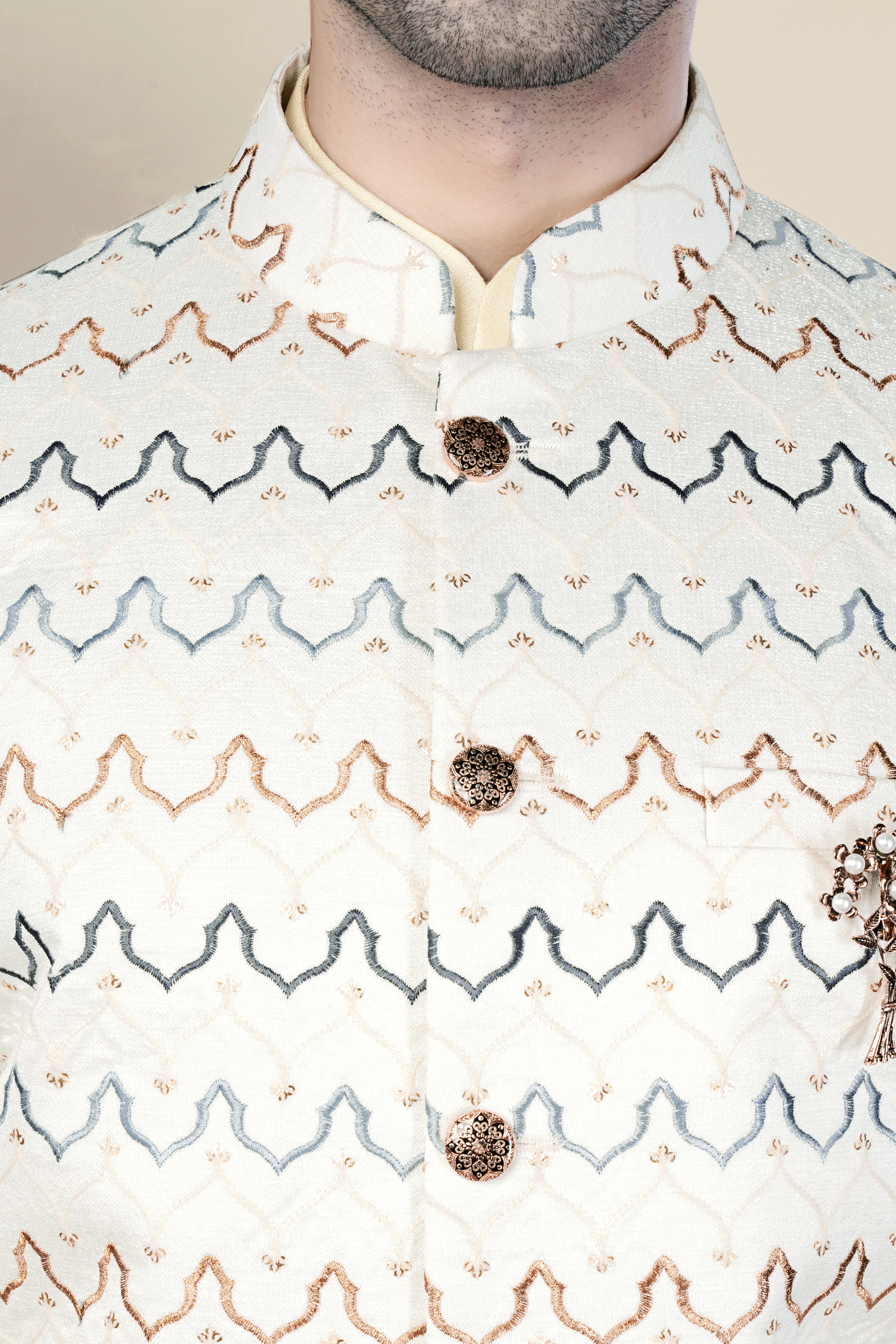 Bianca Cream and Casper Blue Thread Embroidered Bandhgala Jodhpuri BL3536-BG-36, BL3536-BG-38, BL3536-BG-40, BL3536-BG-42, BL3536-BG-44, BL3536-BG-46, BL3536-BG-48, BL3536-BG-50, BL3536-BG-52, BL3536-BG-54, BL3536-BG-56, BL3536-BG-58, BL3536-BG-60