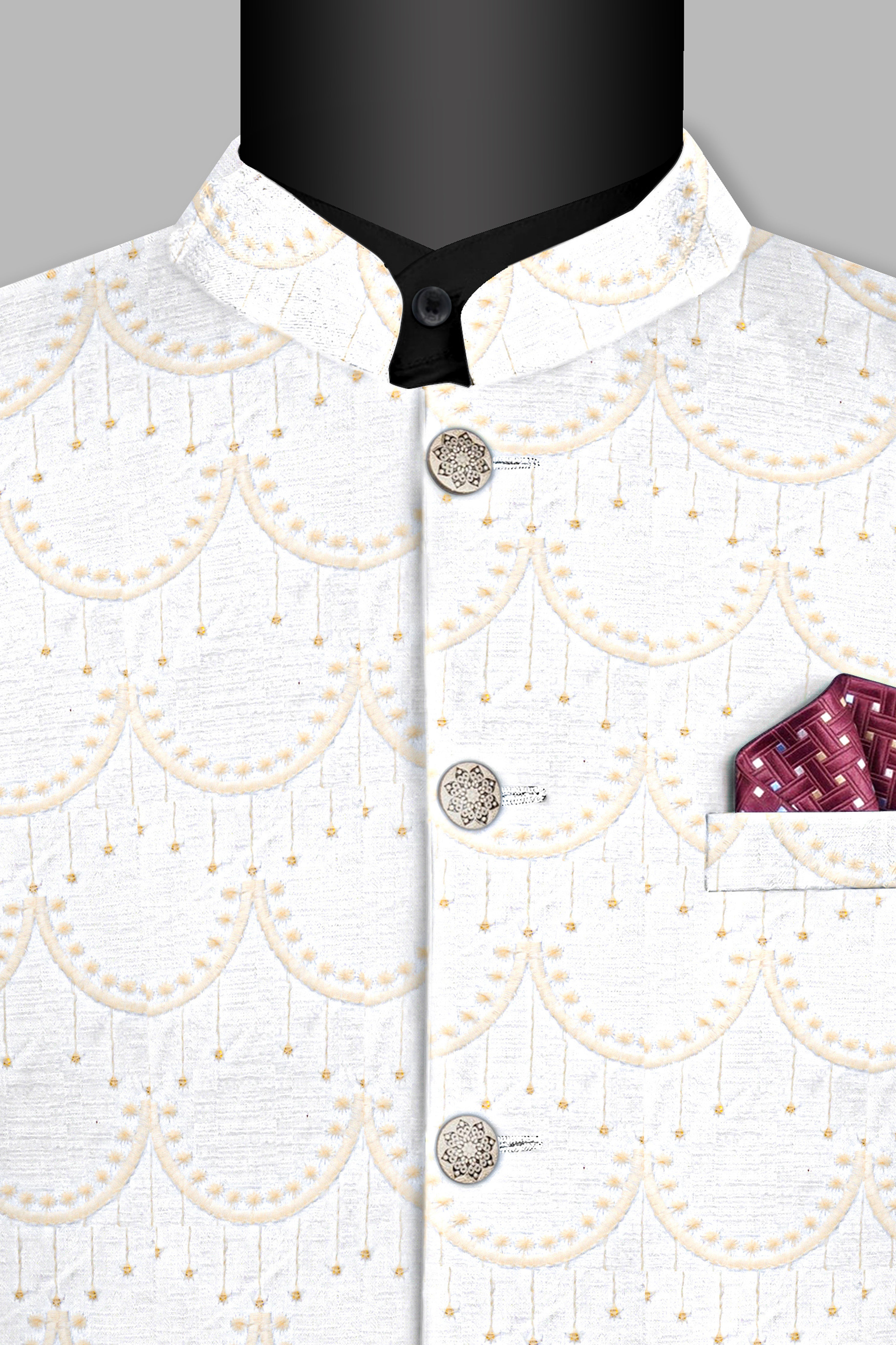 Sand Cream Sequin and Thread Embroidered Bandhgala Jodhpuri BL3539-BG-36, BL3539-BG-38, BL3539-BG-40, BL3539-BG-42, BL3539-BG-44, BL3539-BG-46, BL3539-BG-48, BL3539-BG-50, BL3539-BG-52, BL3539-BG-54, BL3539-BG-56, BL3539-BG-58, BL3539-BG-60