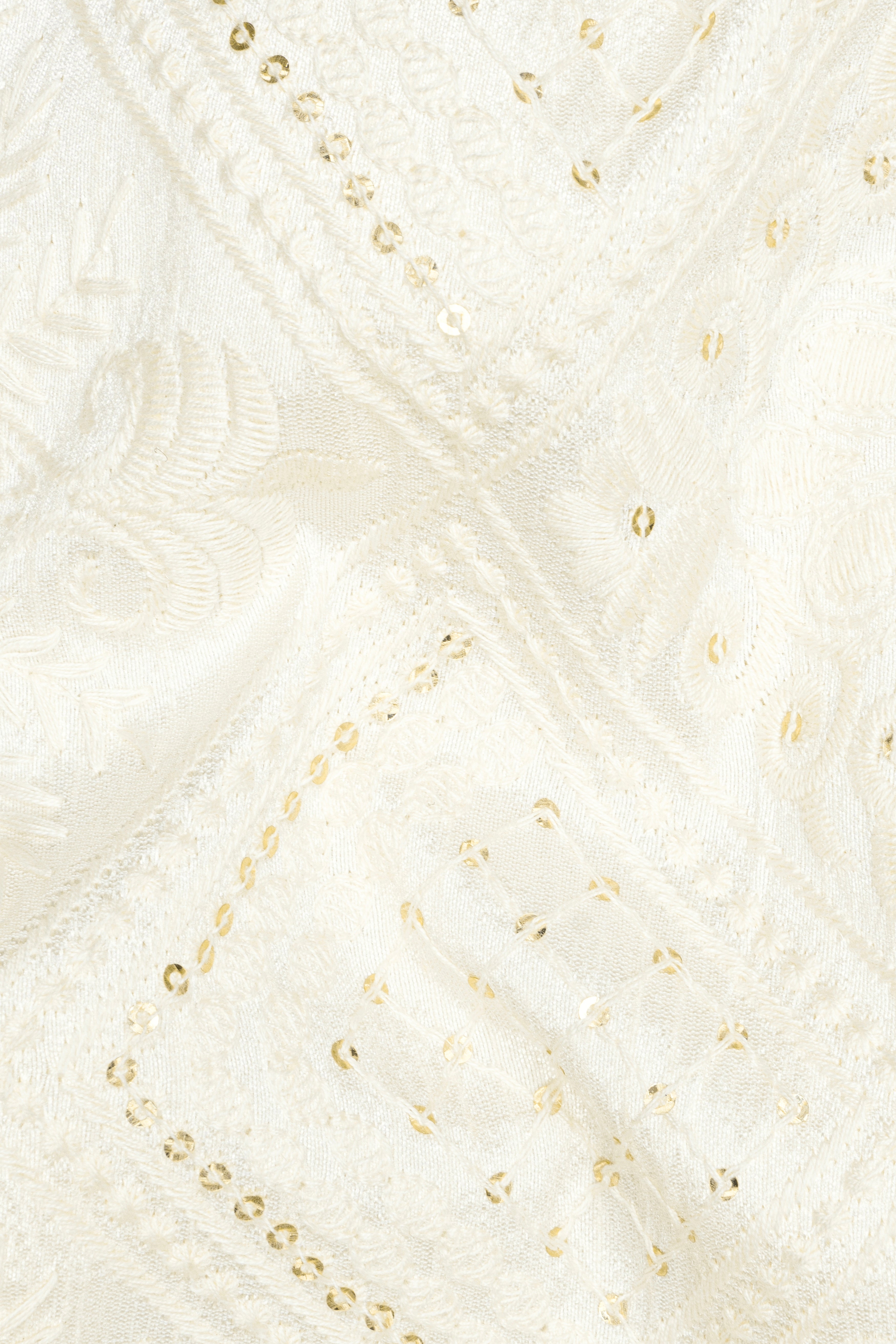 Eggshell Cream Trellis Sequin And Thread Embroidered Bandhgala Jodhpuri