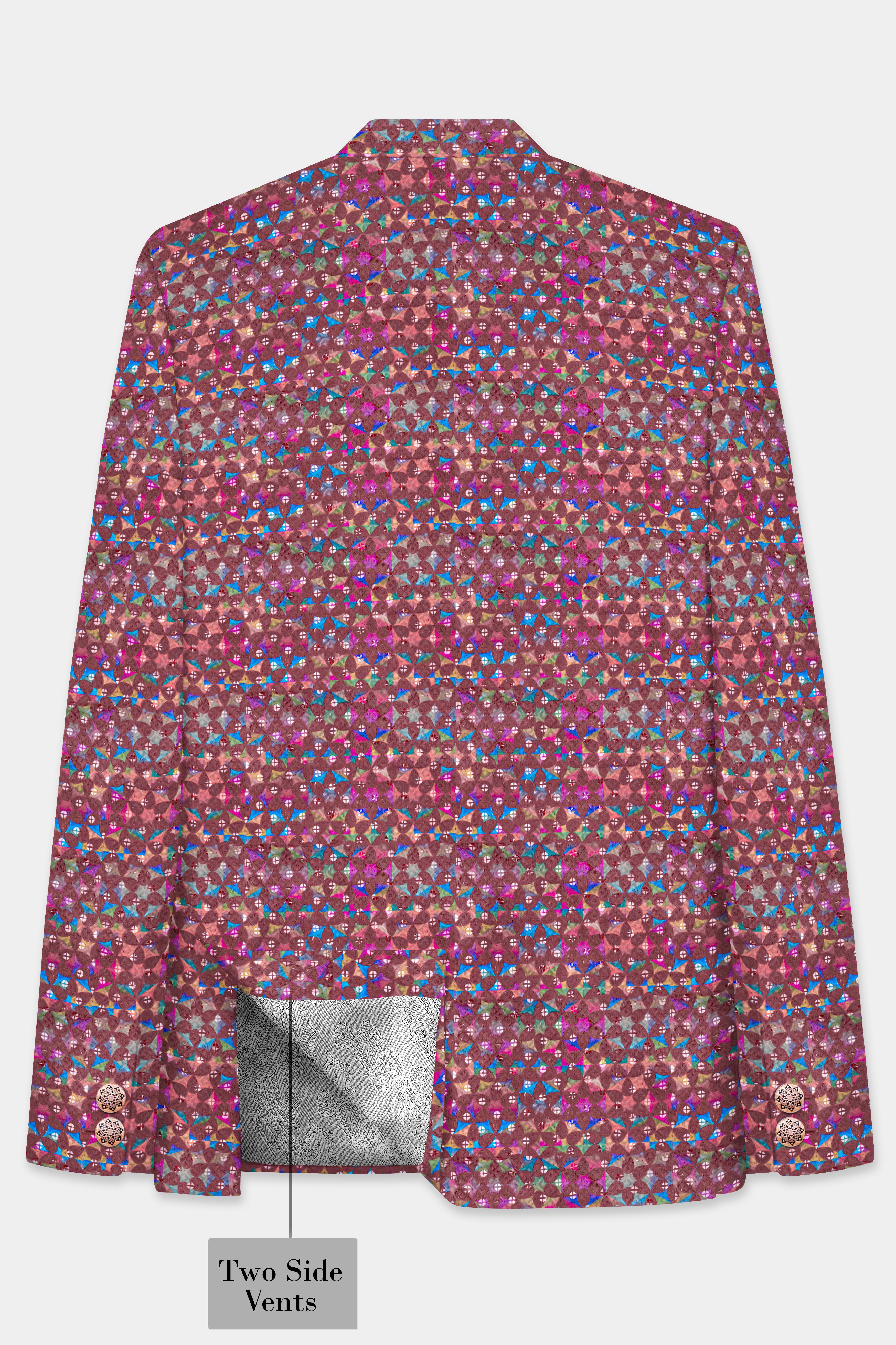Cordovan Brown And Trendy Purple Multicolour Embroidered Cross Placket Bandhgala Jodhpuri
