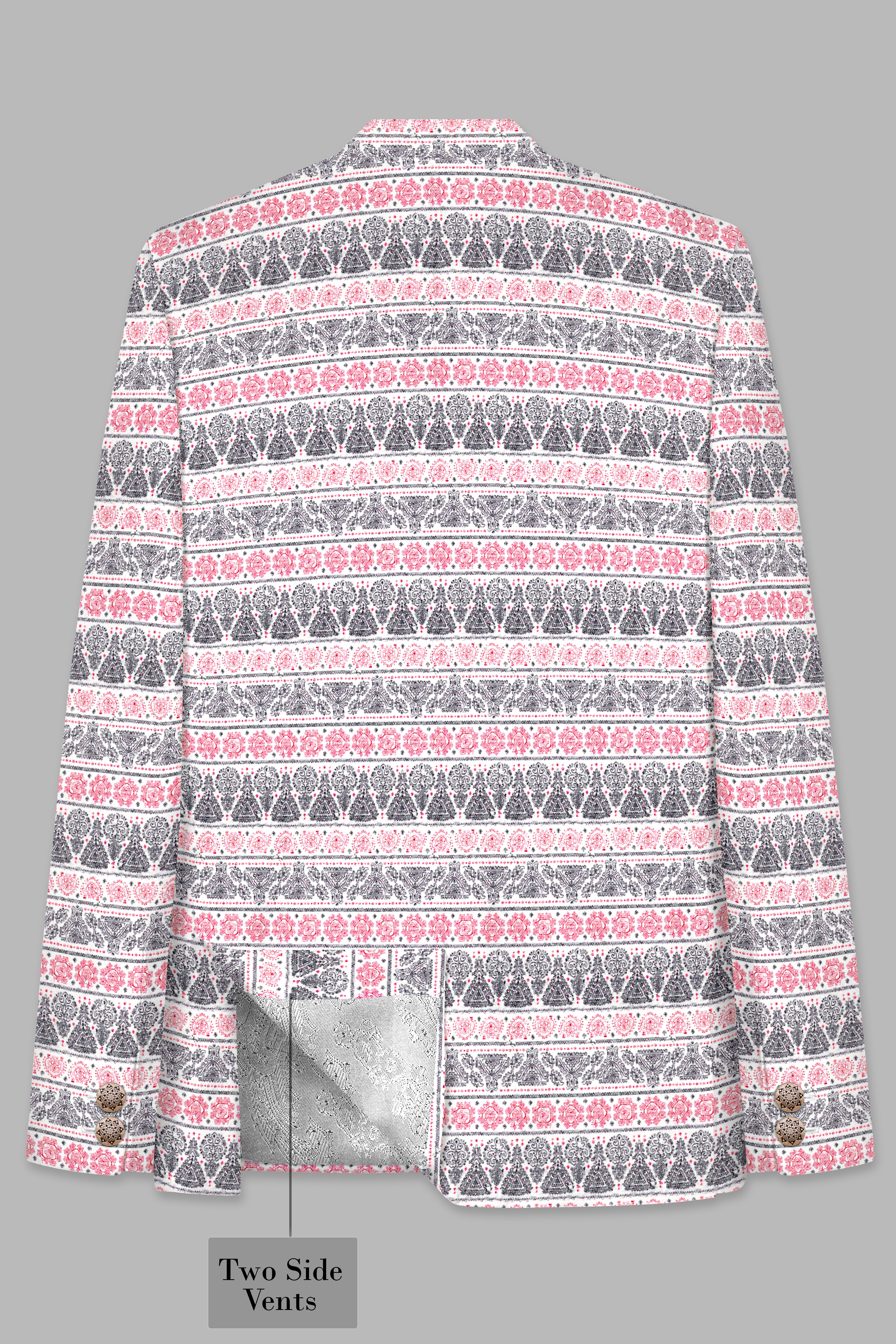Brink Pink And jade Black Striped Designer Cross Placket Bandhgala Jodhpuri