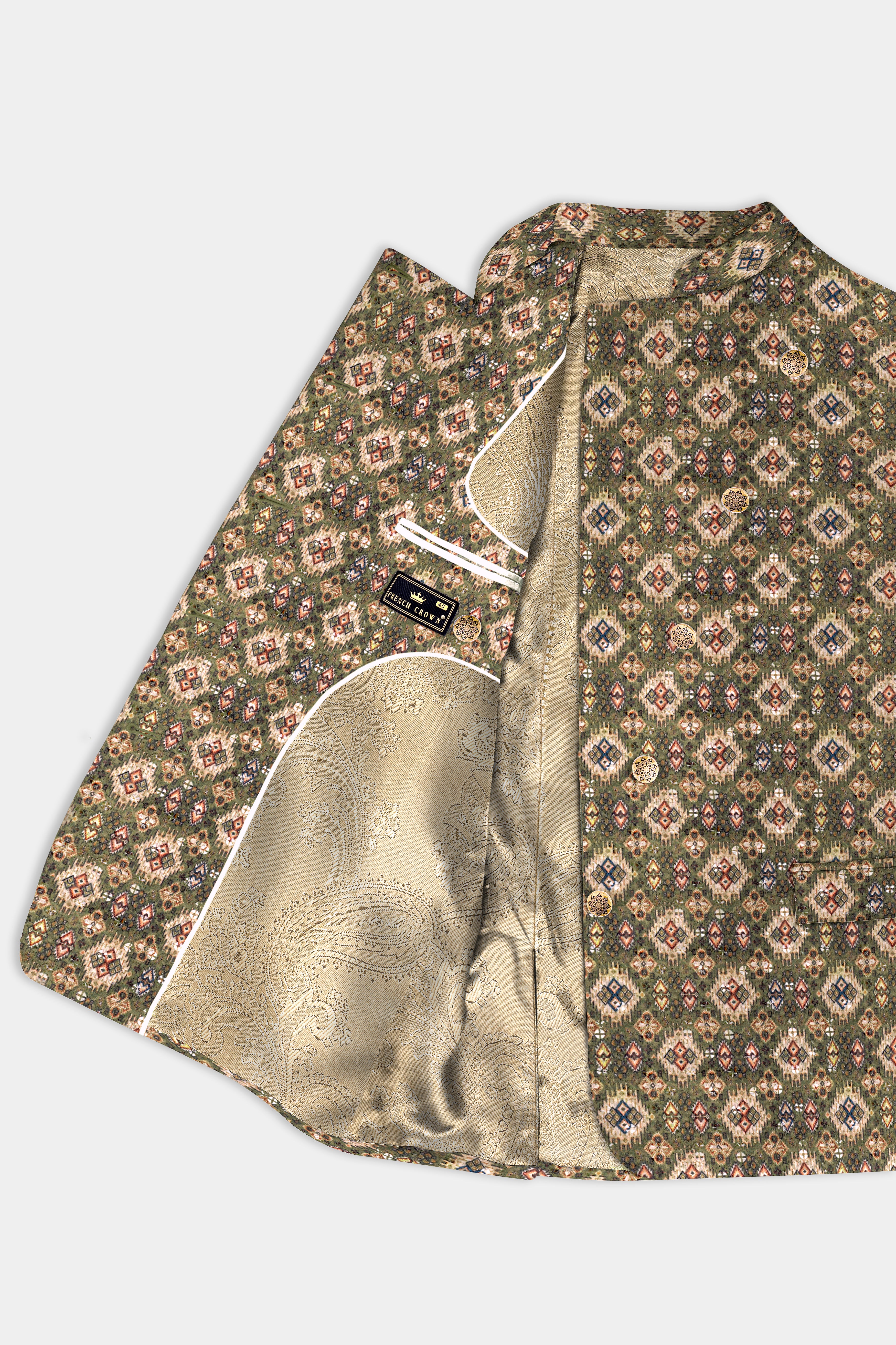 Finch Green And Coffee Brown MultiColour Designer Embroidered Cross Placket Bandhgala Jodhpuri
