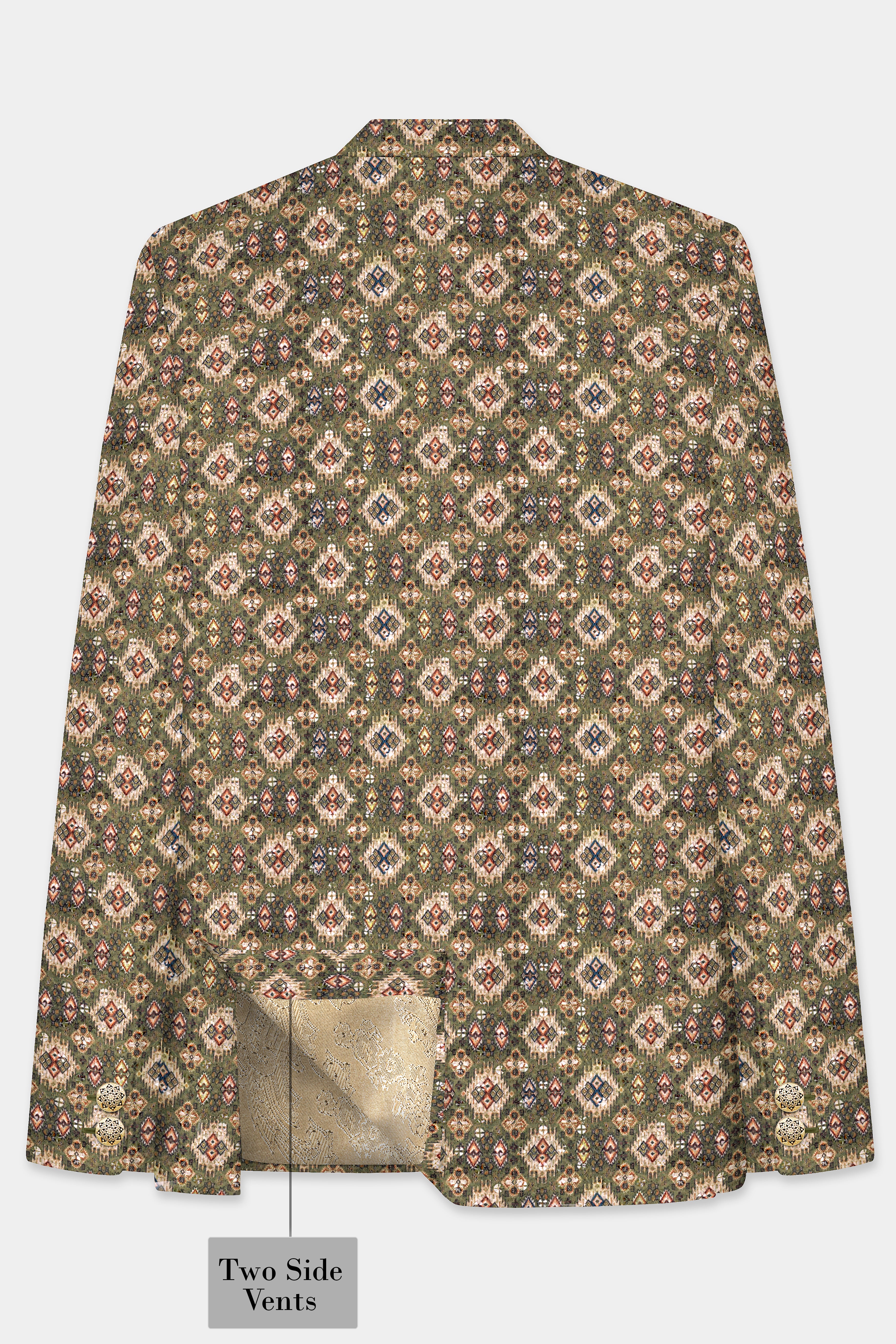 Finch Green And Coffee Brown MultiColour Designer Embroidered Cross Placket Bandhgala Jodhpuri