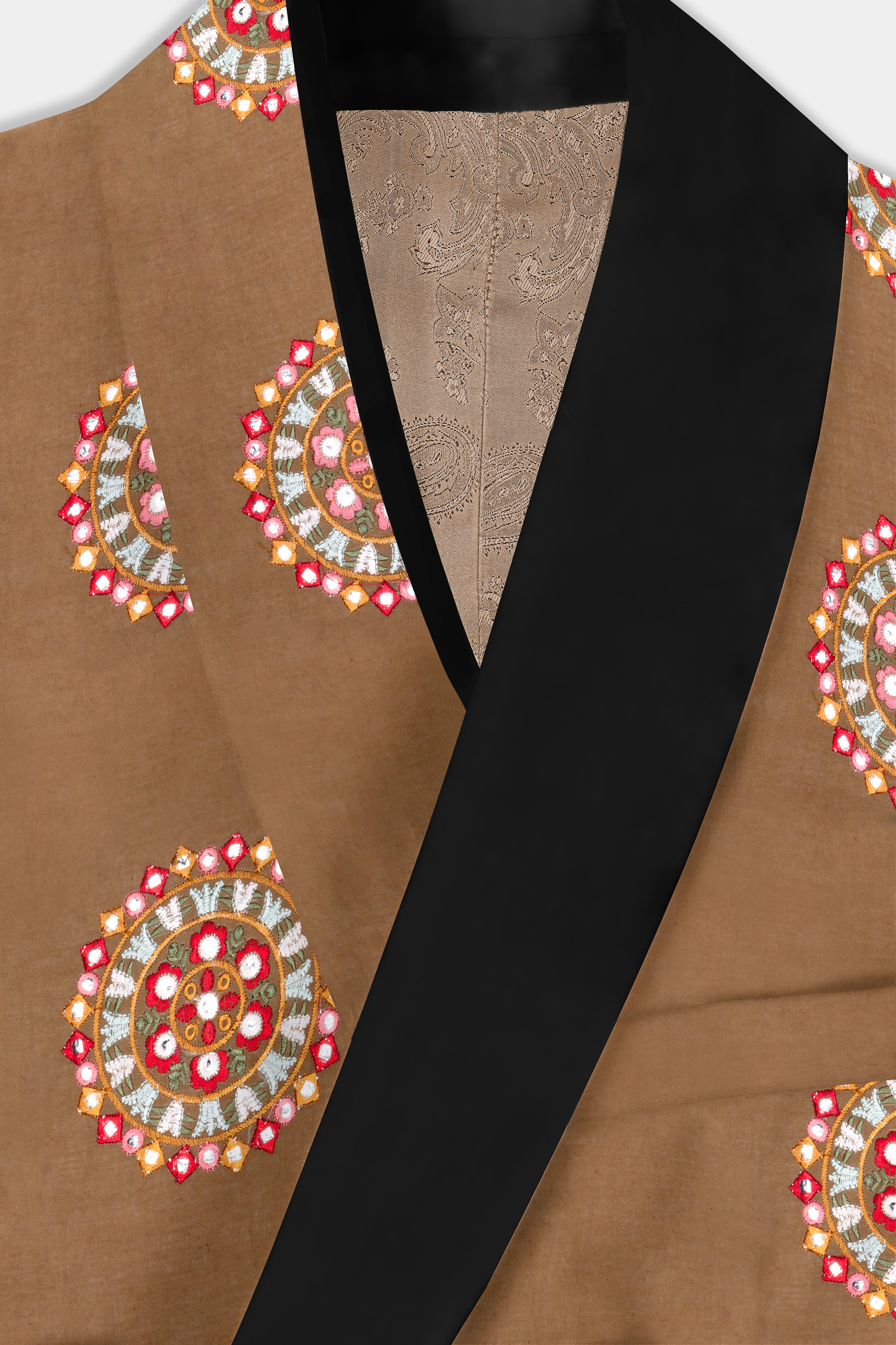Spicy Mix Brown With Shisha work Embroidered Tuxedo Blazer