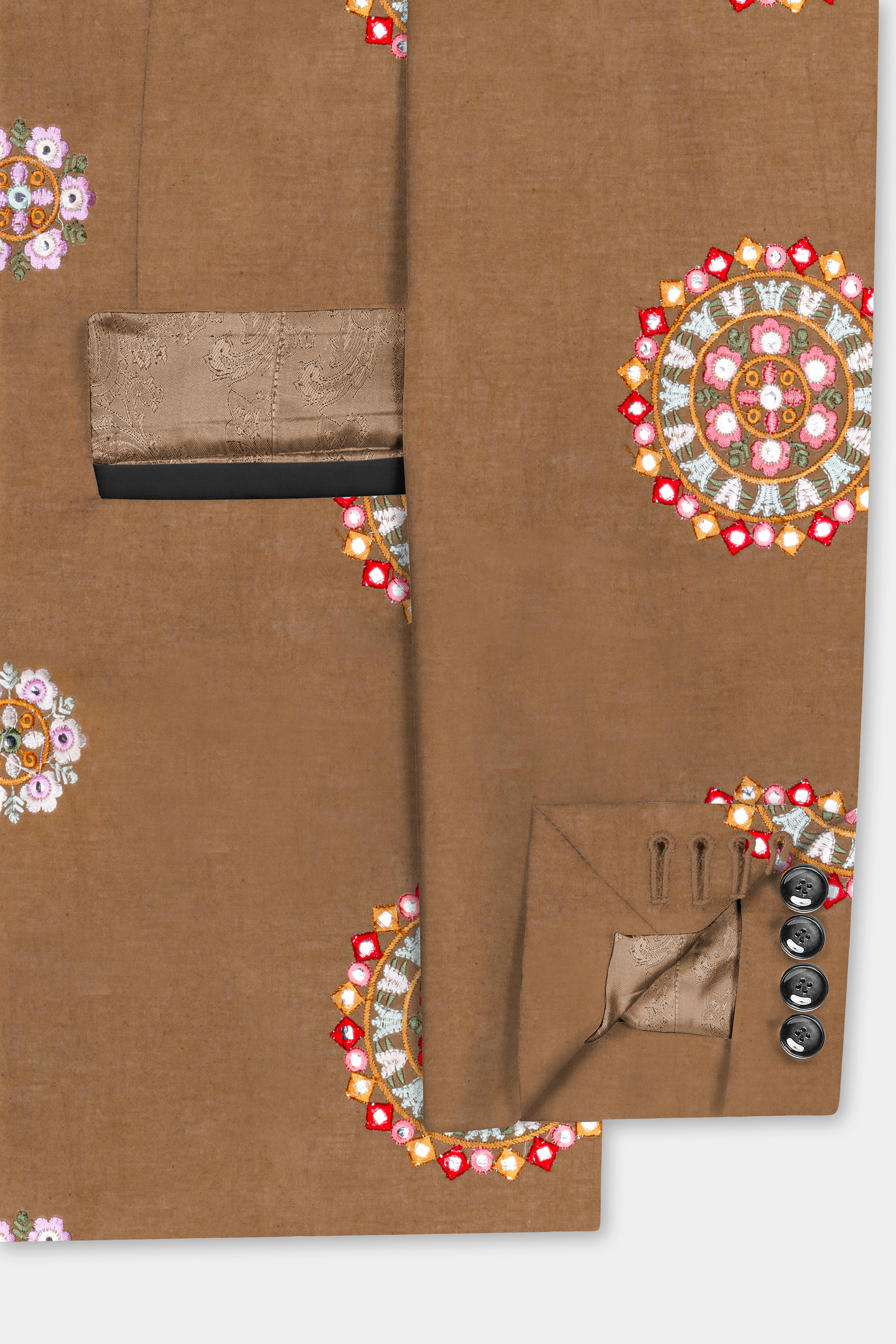 Spicy Mix Brown With Shisha work Embroidered Tuxedo Blazer