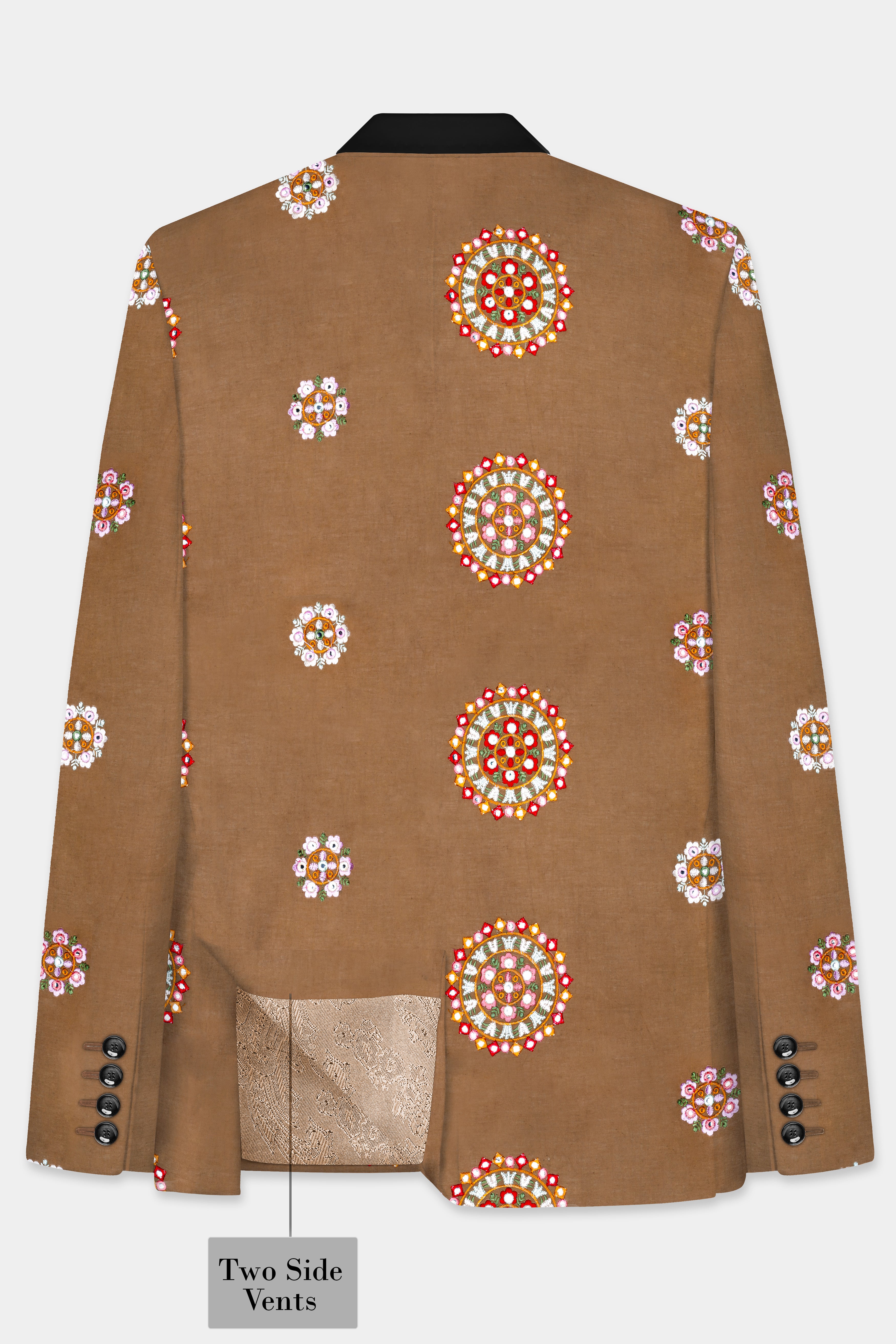 Spicy Mix Brown With Shisha work Embroidered Tuxedo Blazer