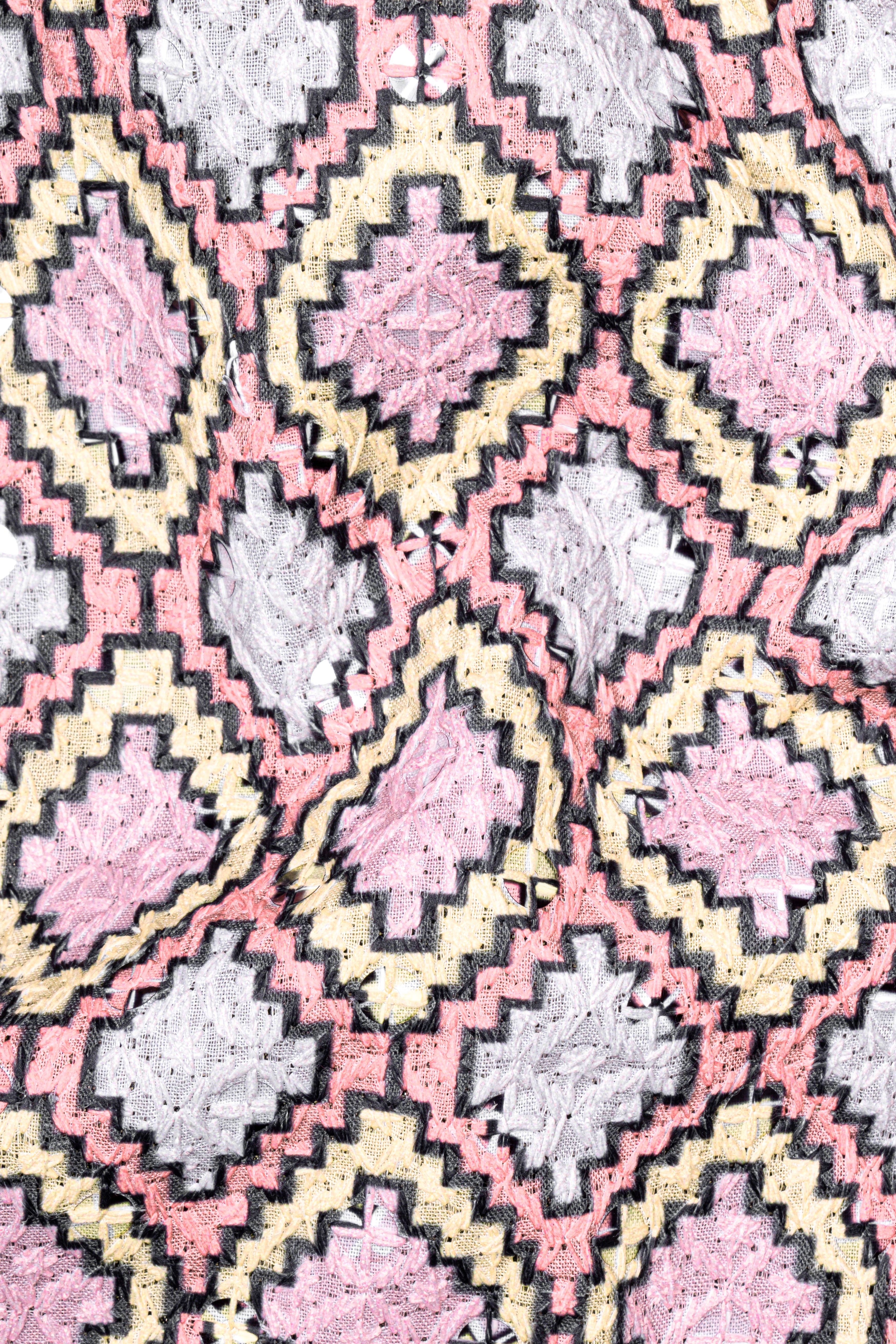 Azalea Pink And Astra Yellow MultiColour Designer Embroidered Peak Lapel Tuxedo Blazer